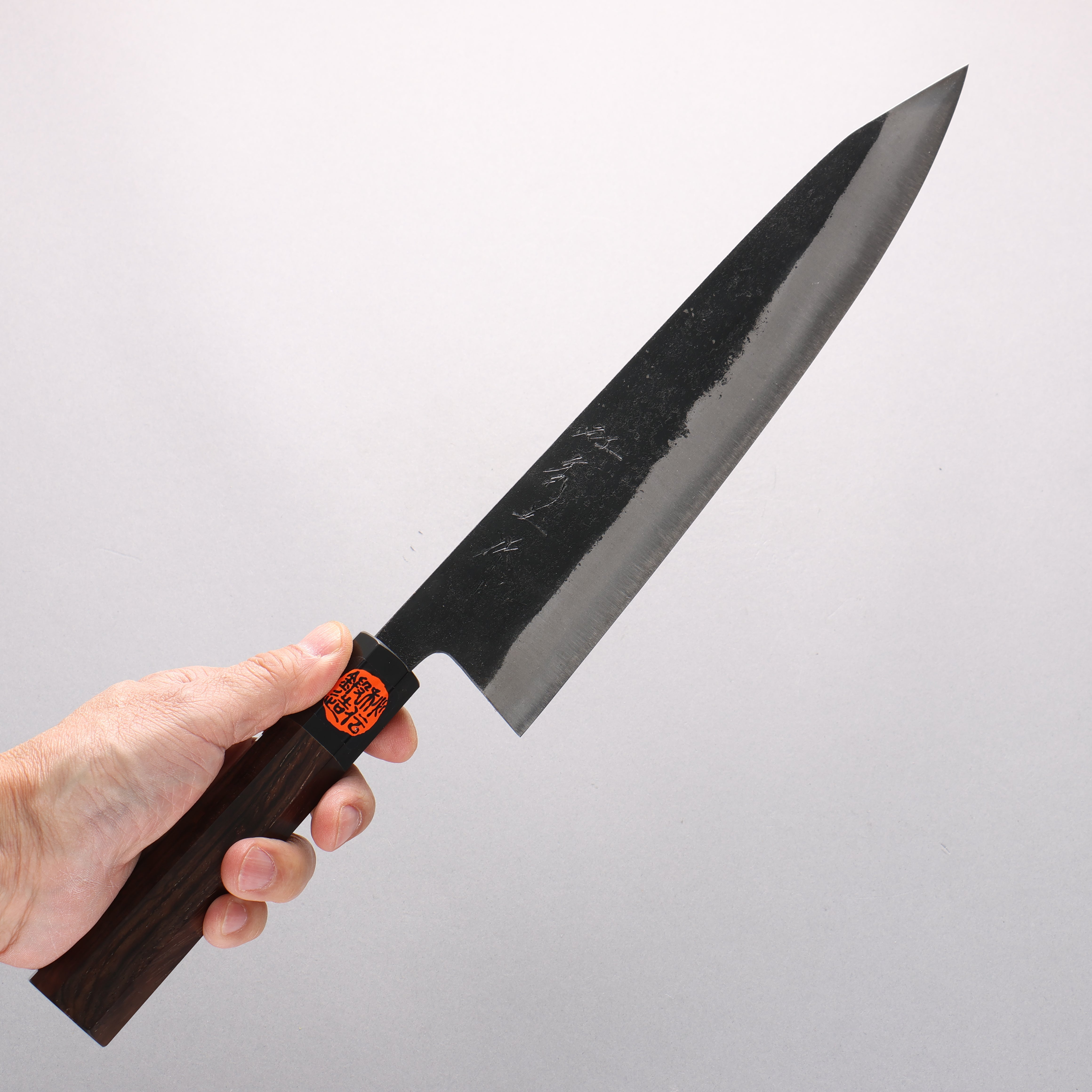 Shigeki Tanaka TEKKA Blue Steel No.2 Kurouchi Hammered(square) Kiritsuke Gyuto 270mm Walnut Handle - Japanny - Best Japanese Knife