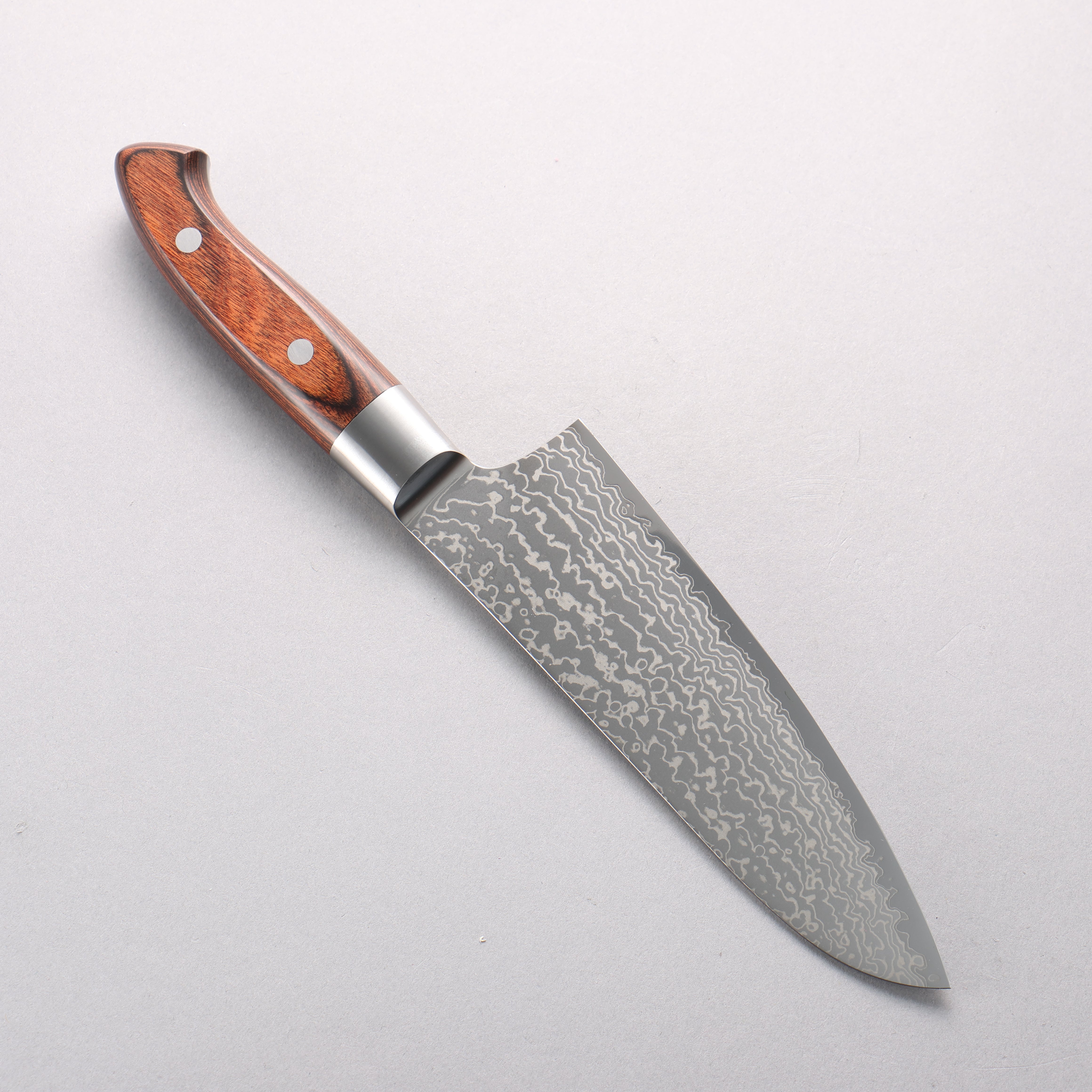Kajin Blue Super Damascus Santoku 180mm Mahogany Handle - Japanny - Best Japanese Knife