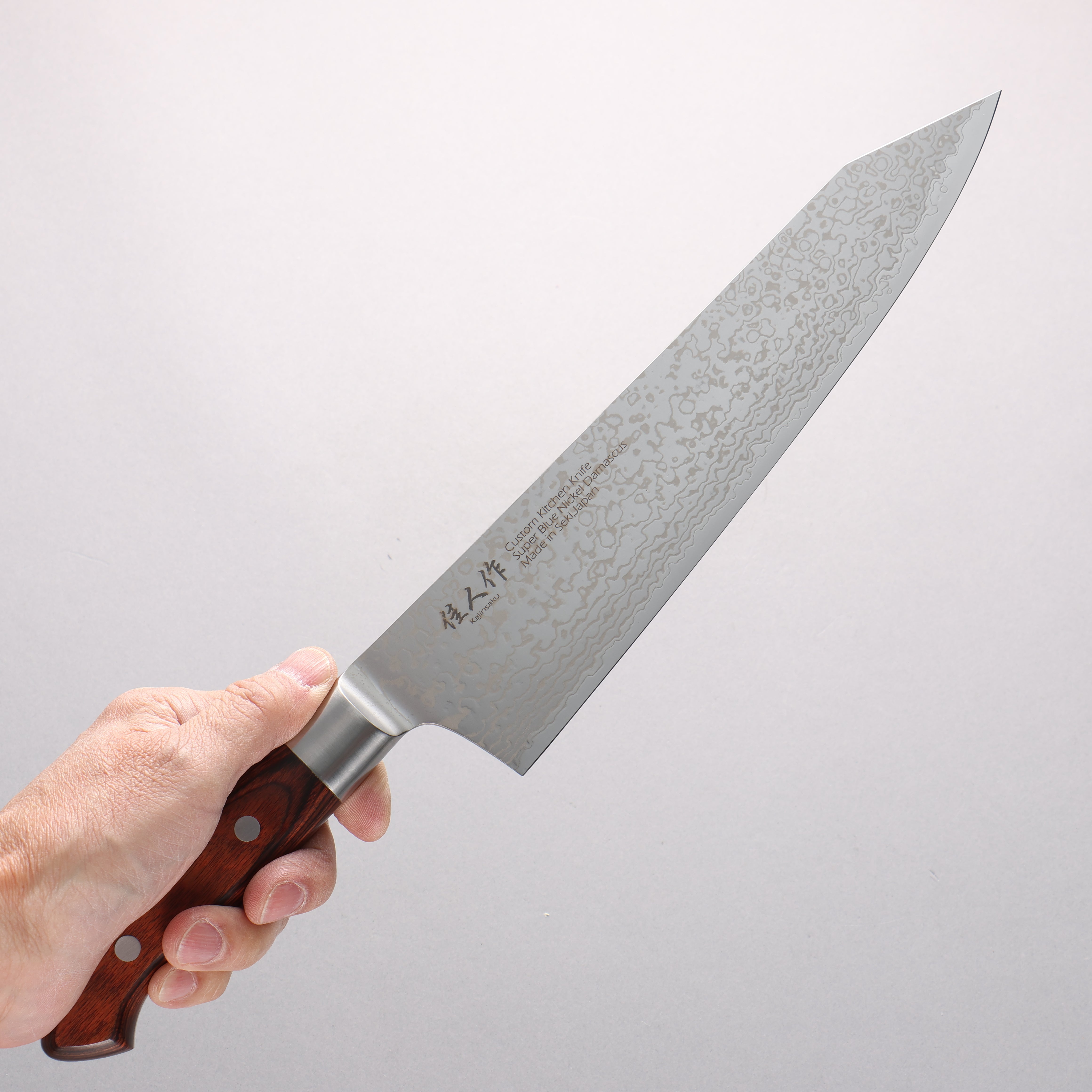 Kajin Blue Super Damascus Kiritsuke Gyuto 240mm Mahogany Handle - Japanny - Best Japanese Knife