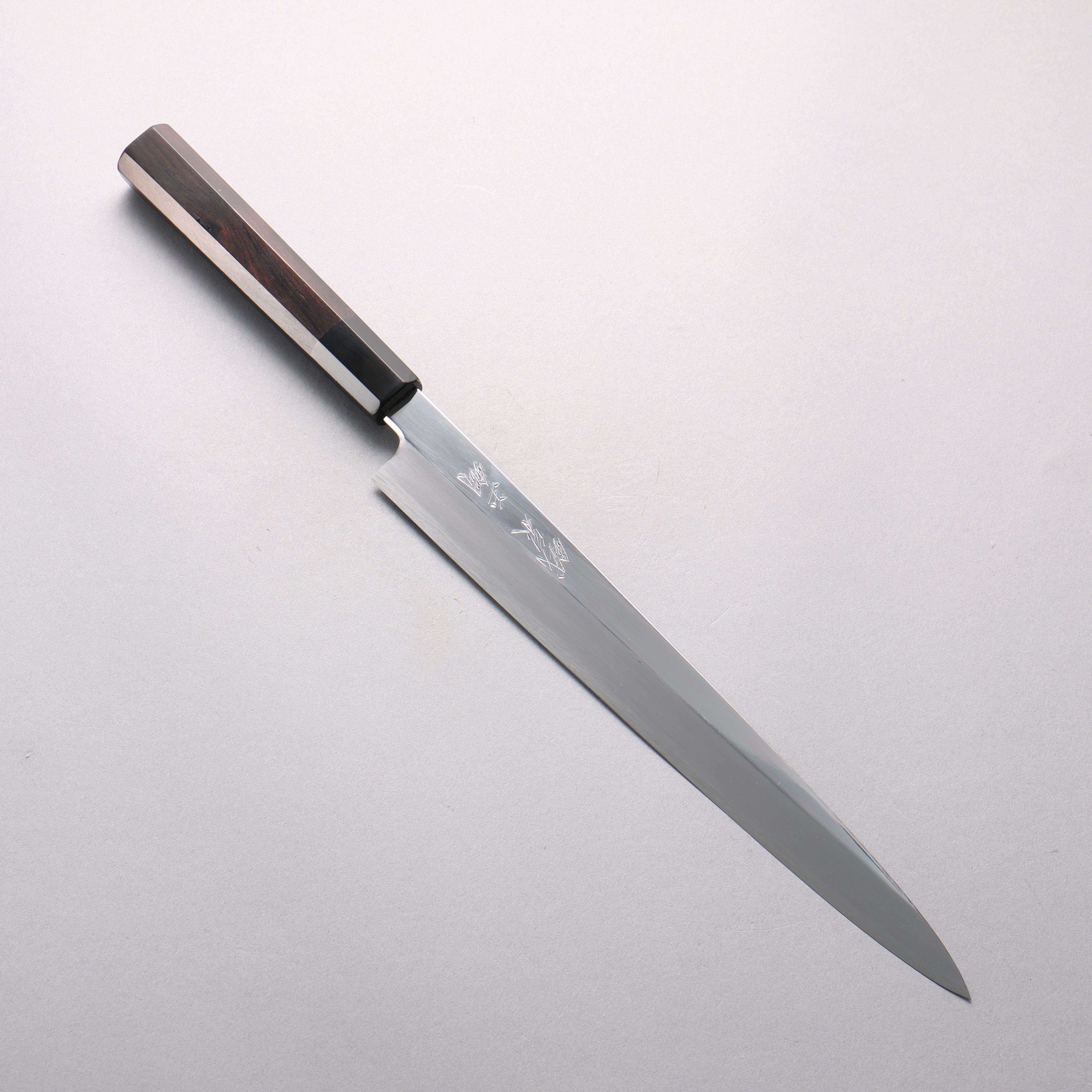 Tessen by Tanaka Tamahagane Mirrored Finish Yanagiba 270mm Ebony Wood Handle with Sheath - Japanny - Best Japanese Knife