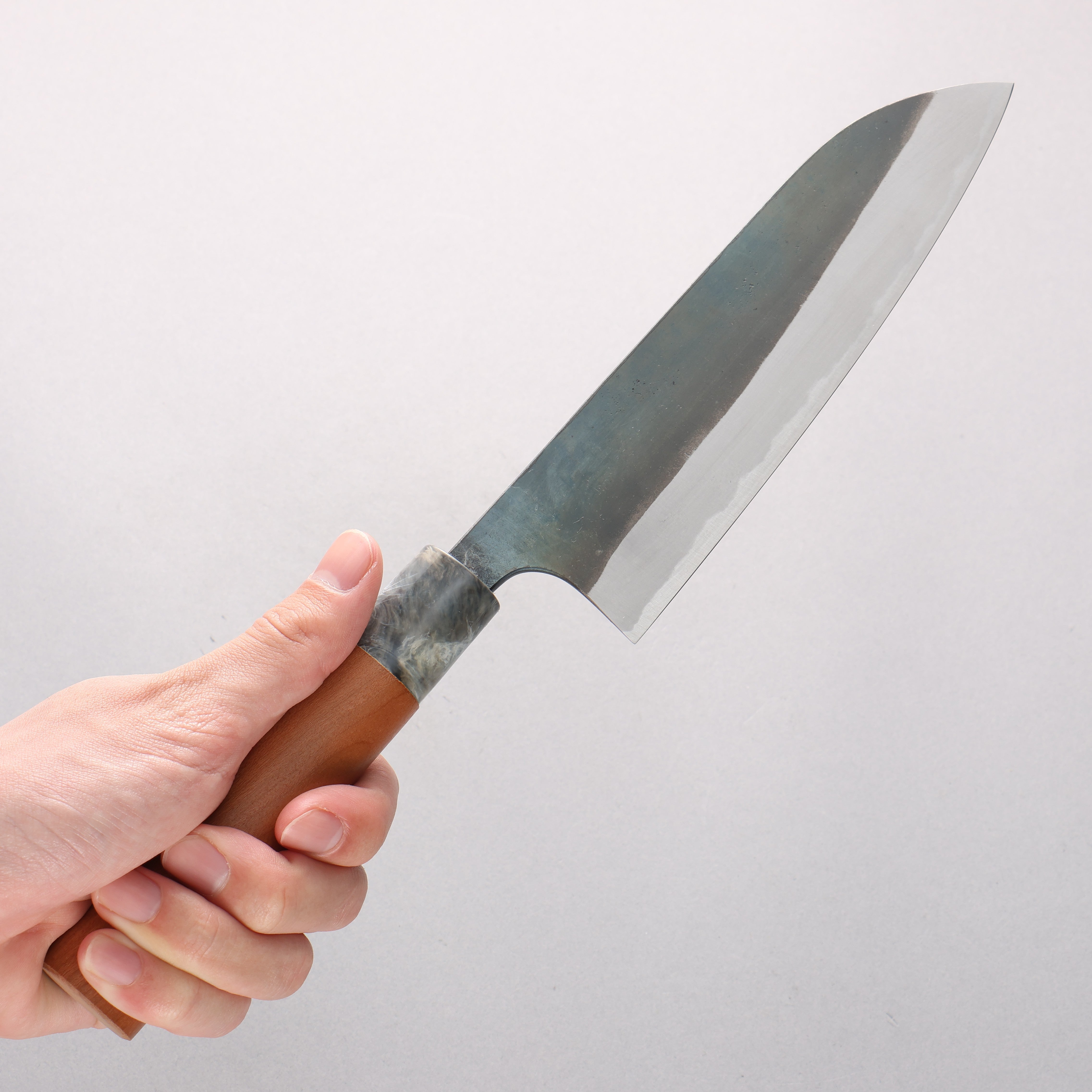 Masakage Masakage Mizu Blue Steel No.2 Black Finished Santoku 165mm with American Cherry Handle - Japanny - Best Japanese Knife