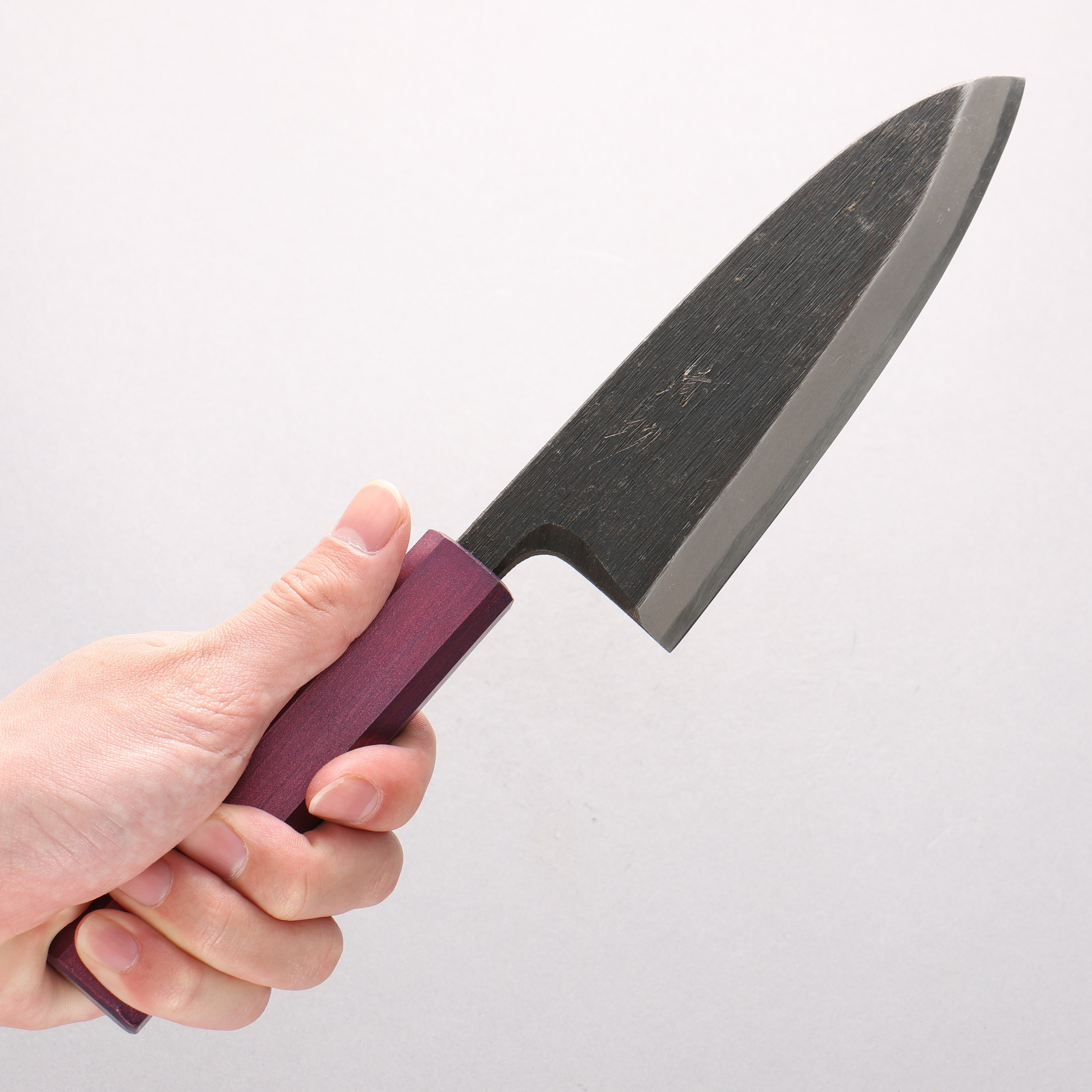 Seisuke White Steel No.2 Kurouchi Deba 150mm Purple Lacquered Handle - Japanny - Best Japanese Knife
