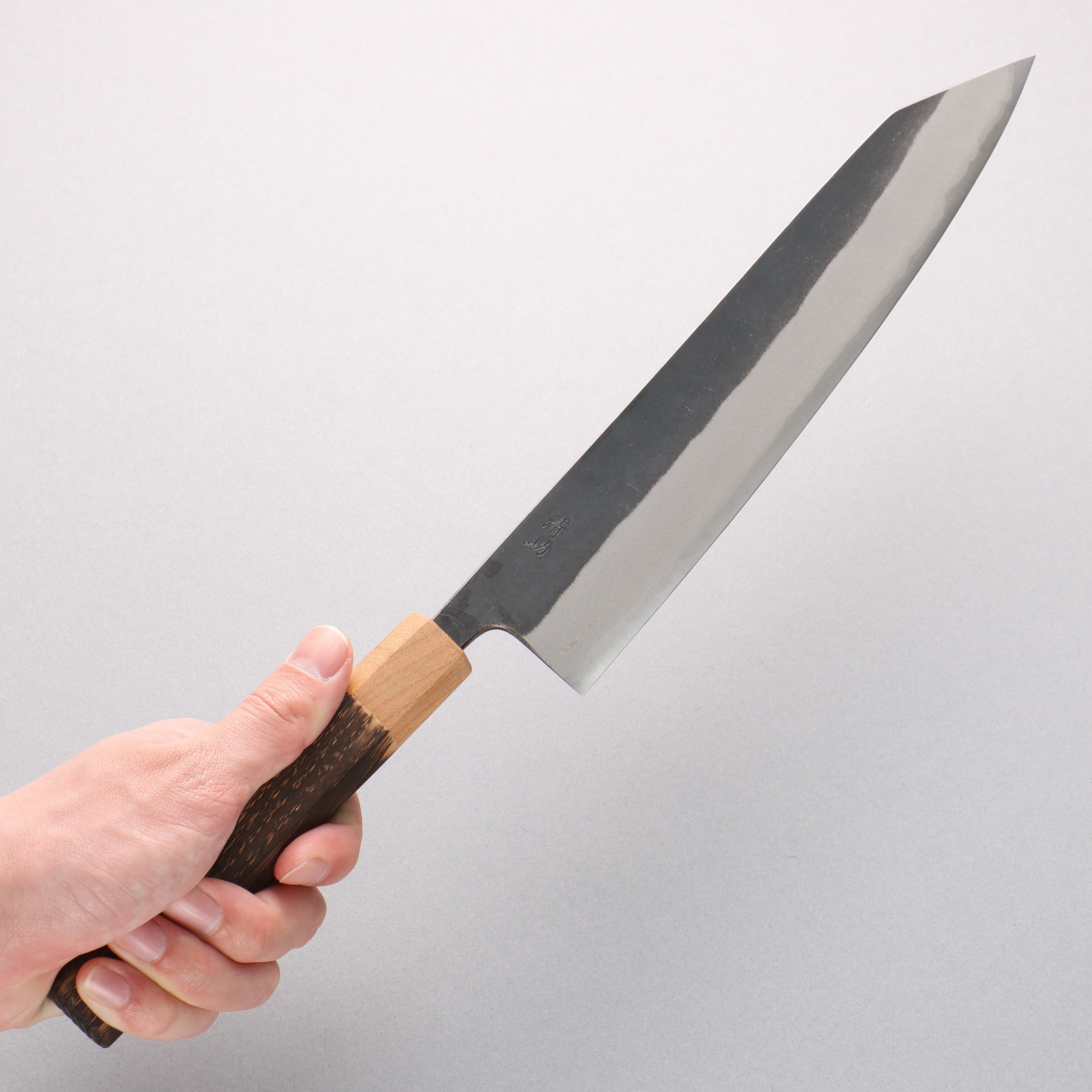 Seisuke Blue Steel No.2 Black Finished Kiritsuke Gyuto 240mm Burnt Chestnut (ferrule: Cherry Wood) Handle - Japanny - Best Japanese Knife