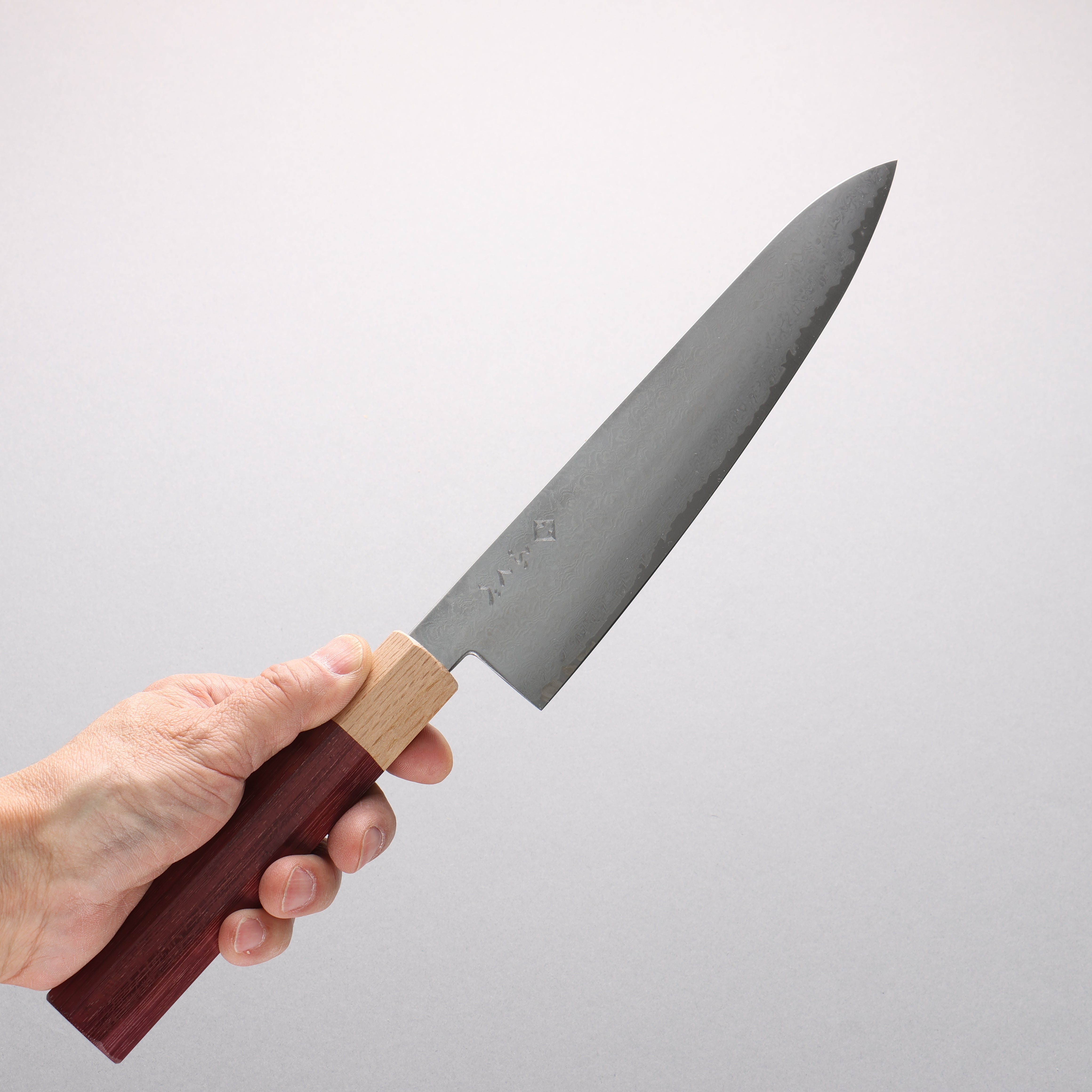 Fukube VG10 16 Layer Damascus Gyuto 210mm Purple Heart Handle - Japanny - Best Japanese Knife