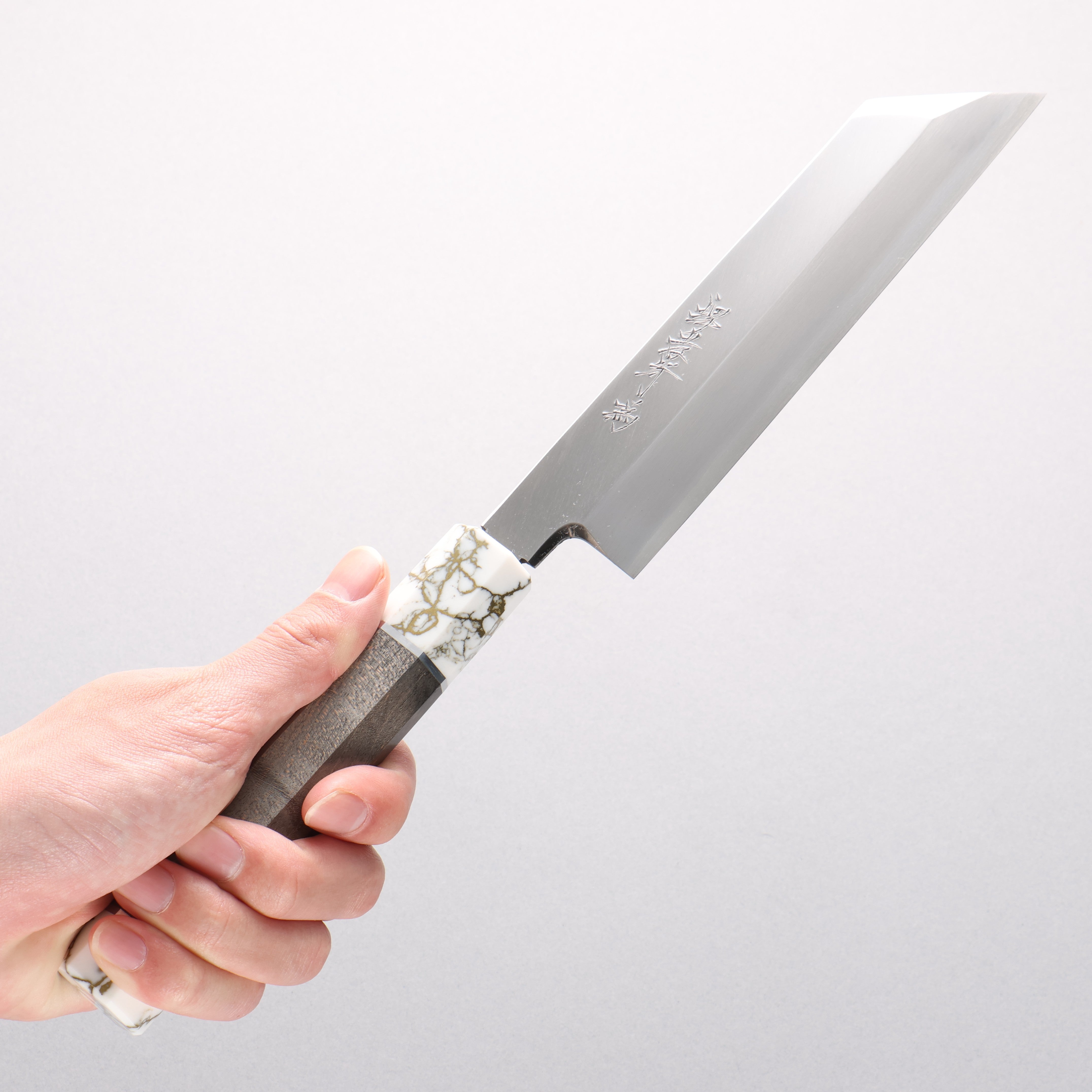 Sakai Takayuki Chef Series Silver Steel No.3 Mukimono 180mm Stabilized wood (White Ferrule and End Cap) Handle with Sheath - Japanny - Best Japanese Knife