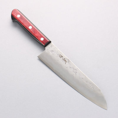 Seisuke Silver Steel No.3 Nashiji Santoku 180mm Red Pakka wood Handle - Japanny - Best Japanese Knife
