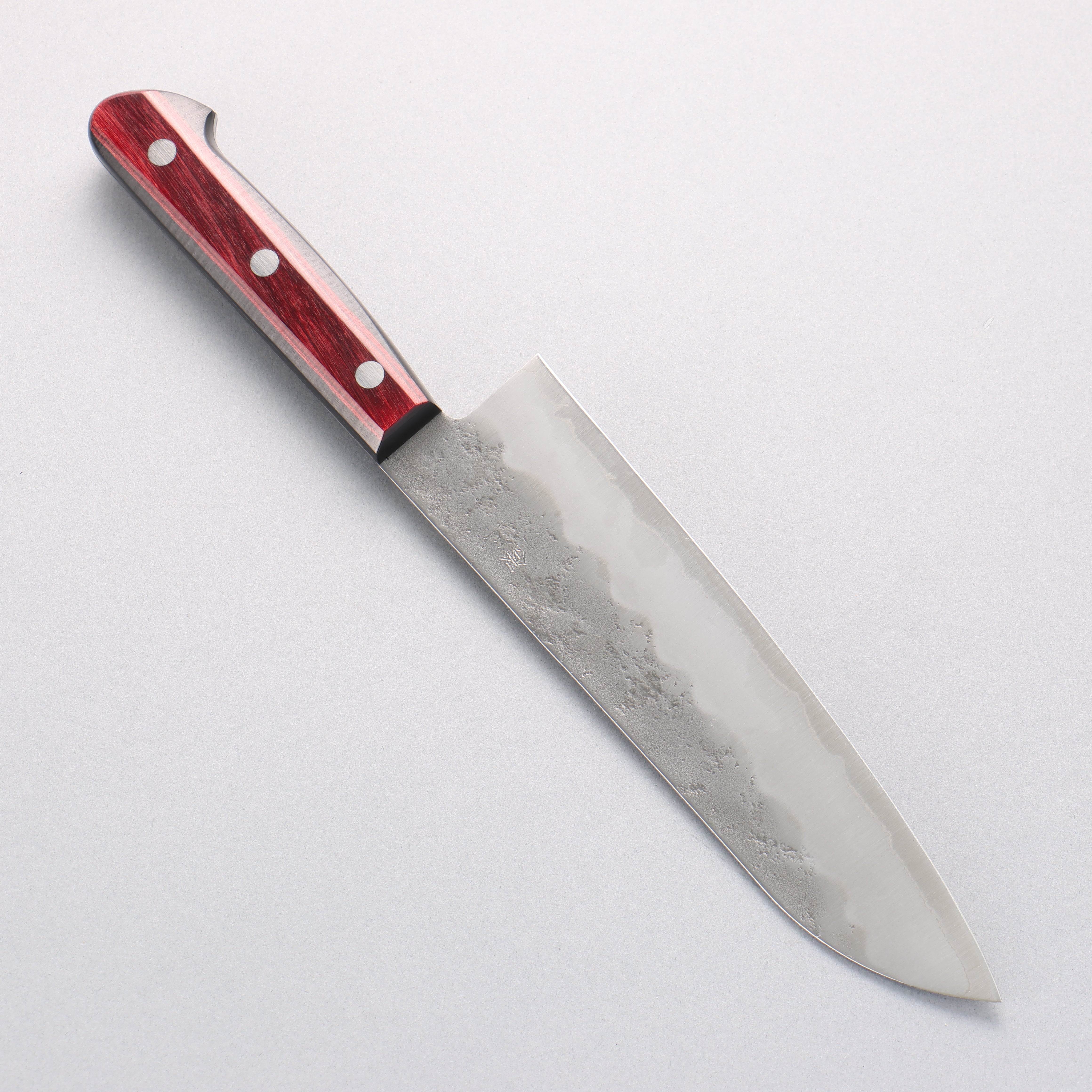 Seisuke Silver Steel No.3 Nashiji Santoku 180mm Red Pakka wood Handle - Japanny - Best Japanese Knife