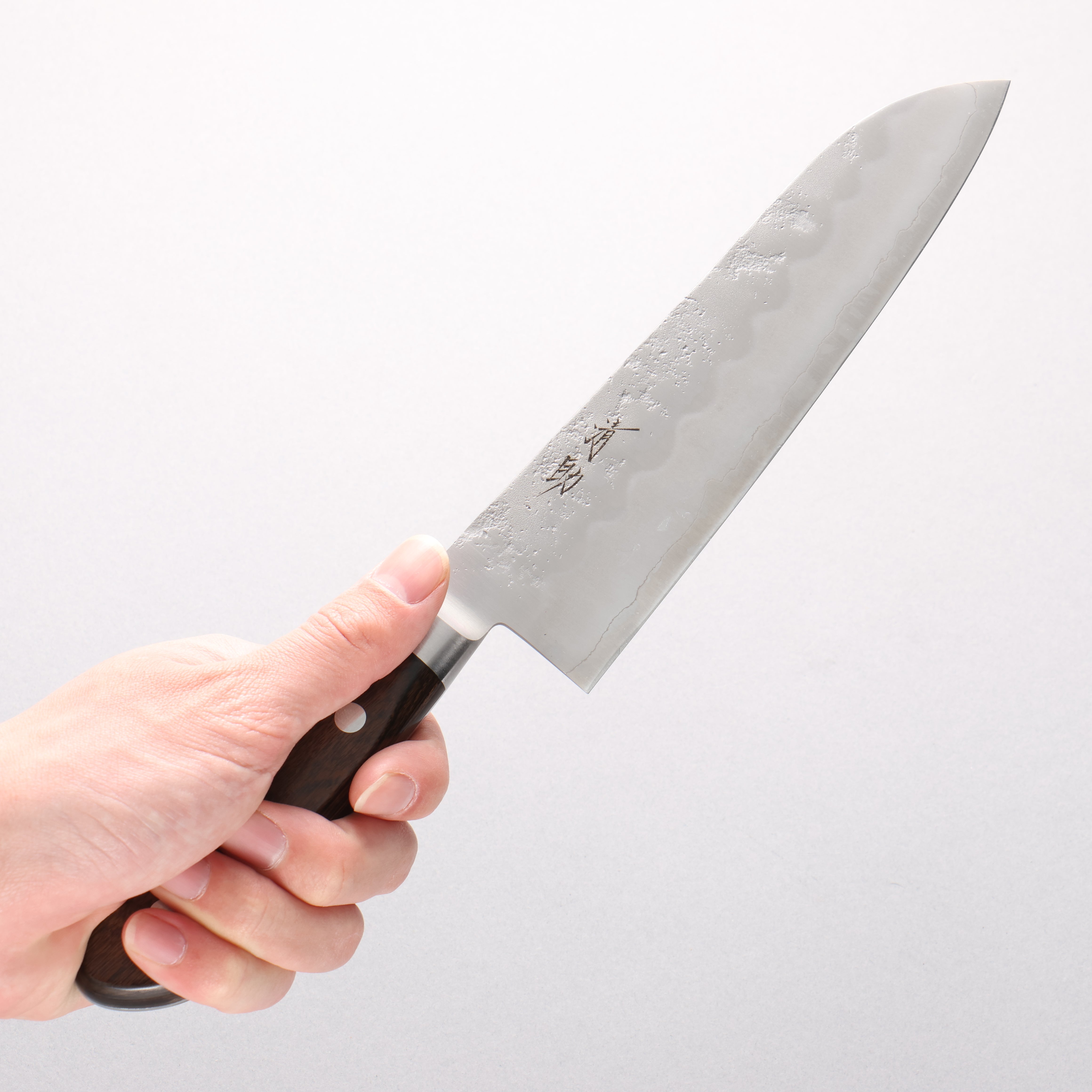 Seisuke Silver Steel No.3 Nashiji Santoku 180mm Brown Pakka wood Handle - Japanny - Best Japanese Knife