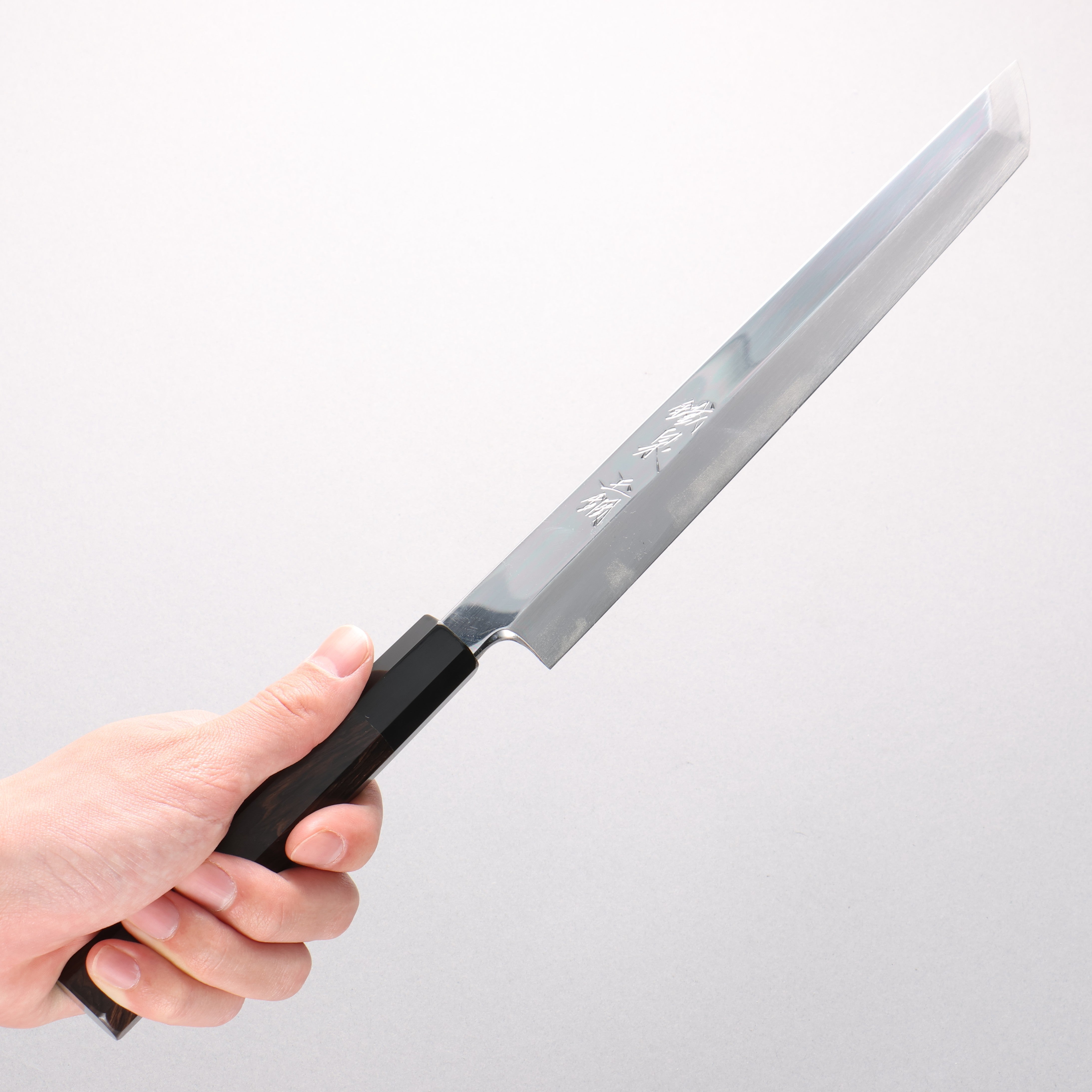 Tessen by Tanaka Tamahagane Sakimaru Yanagiba 240mm Ebony Wood Handle with Sheath - Japanny - Best Japanese Knife