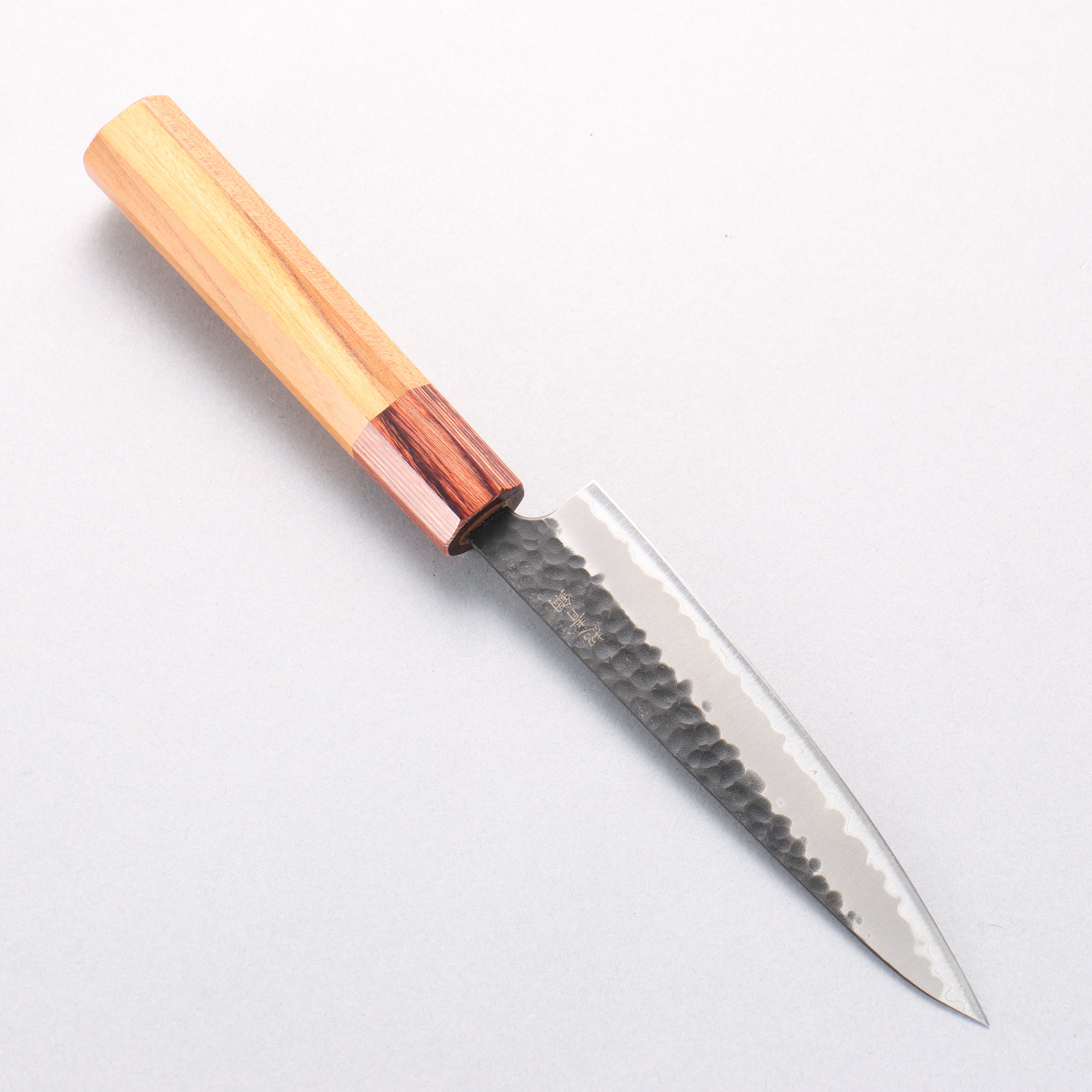 Sakai Takayuki Blue Super Hammered Black Finished Petty-Utility 135mm Keyaki (Japanese Elm) Handle - Japanny - Best Japanese Knife