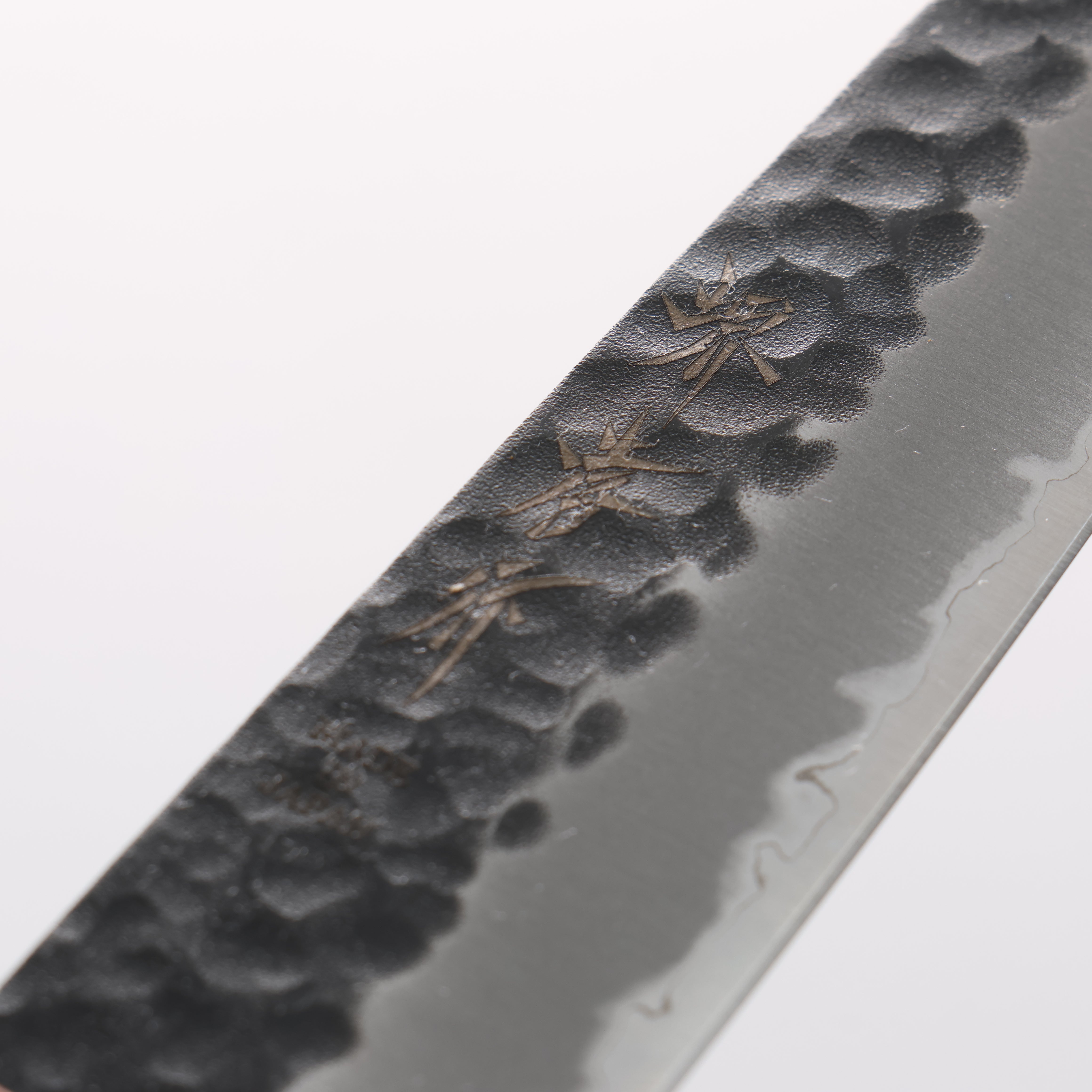 Sakai Takayuki Blue Super Hammered Black Finished Petty-Utility 135mm Keyaki (Japanese Elm) Handle - Japanny - Best Japanese Knife