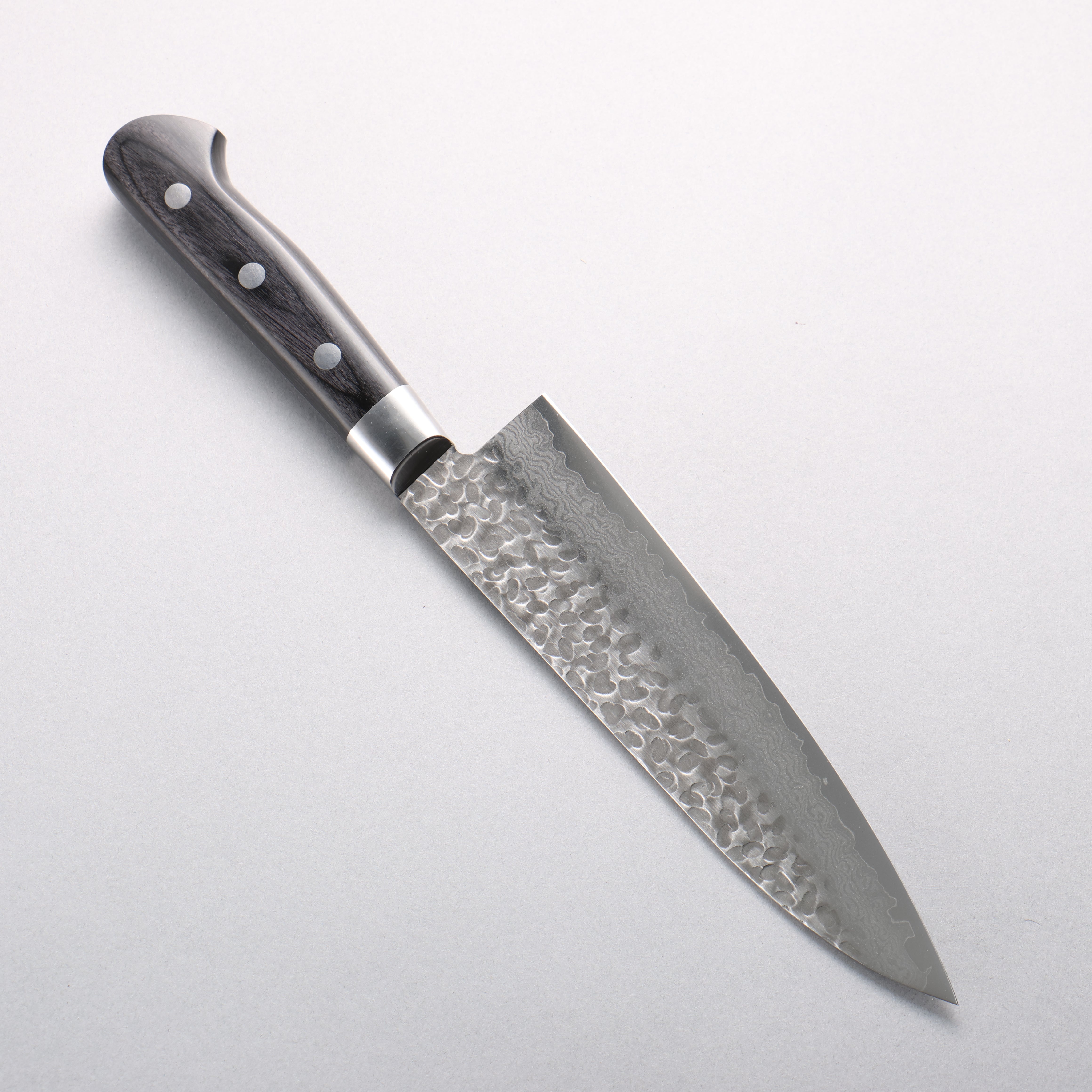 Sakai Takayuki VG10 Hammered Damascus 17 Layer Gyuto 180mm Black Pakka wood Handle - Japanny - Best Japanese Knife