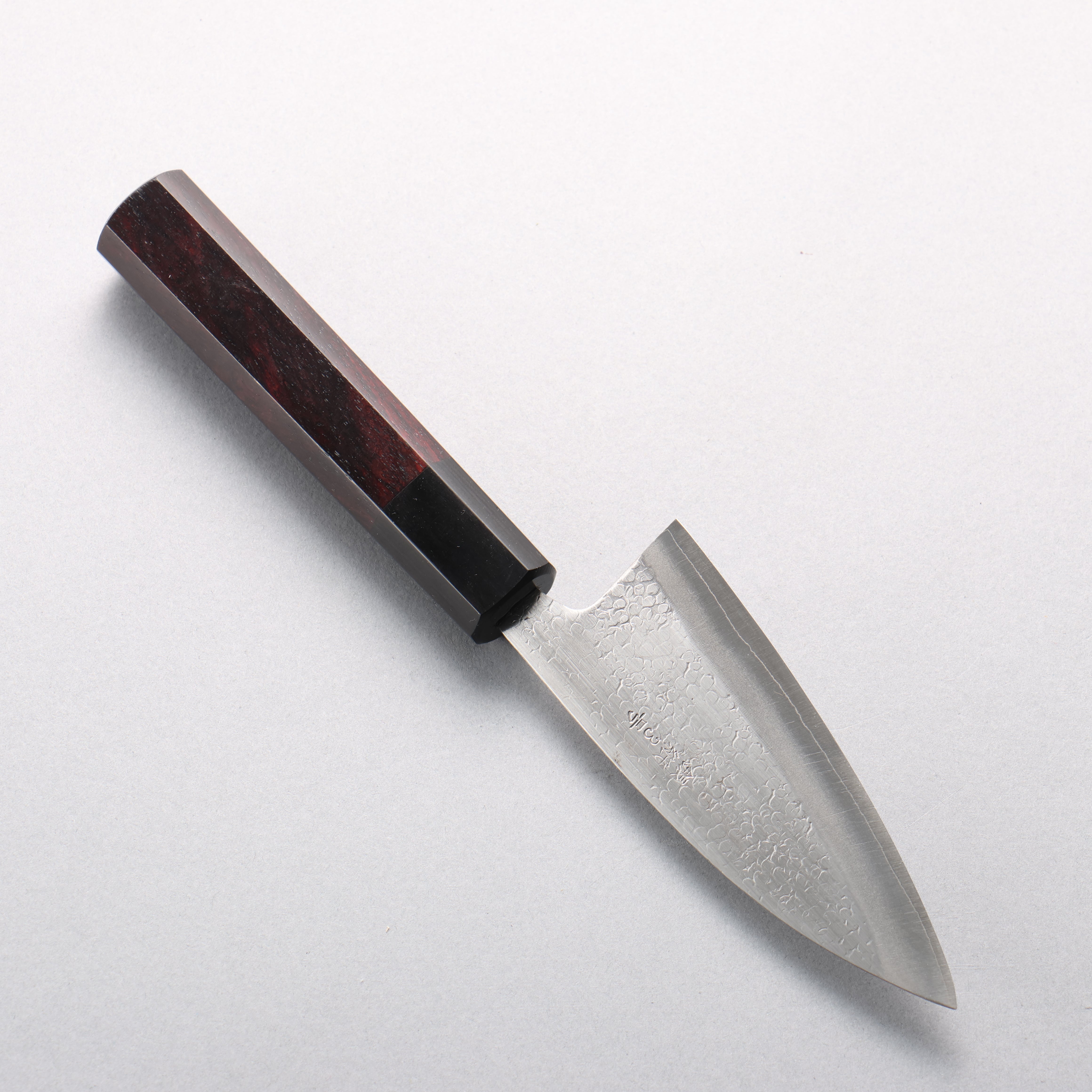 Seisuke Silver Steel No.3 Hammered(Maru) Ajikiri 105mm Rosewood (Ferrule: Black Pakka Wood) Handle - Japanny - Best Japanese Knife