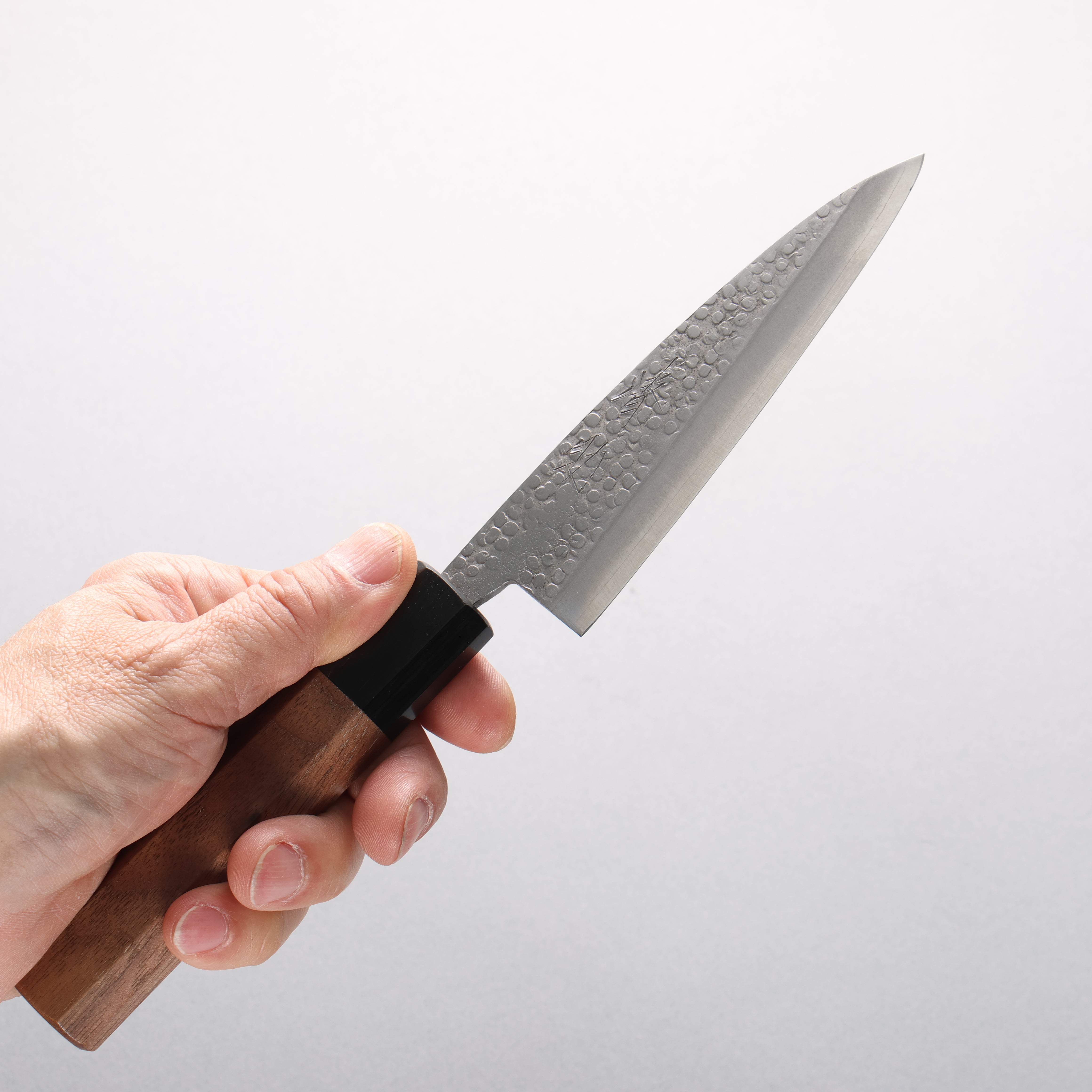 Seisuke Silver Steel No.3 Hammered(Maru) Petty-Utility 120mm Walnut Handle - Japanny - Best Japanese Knife