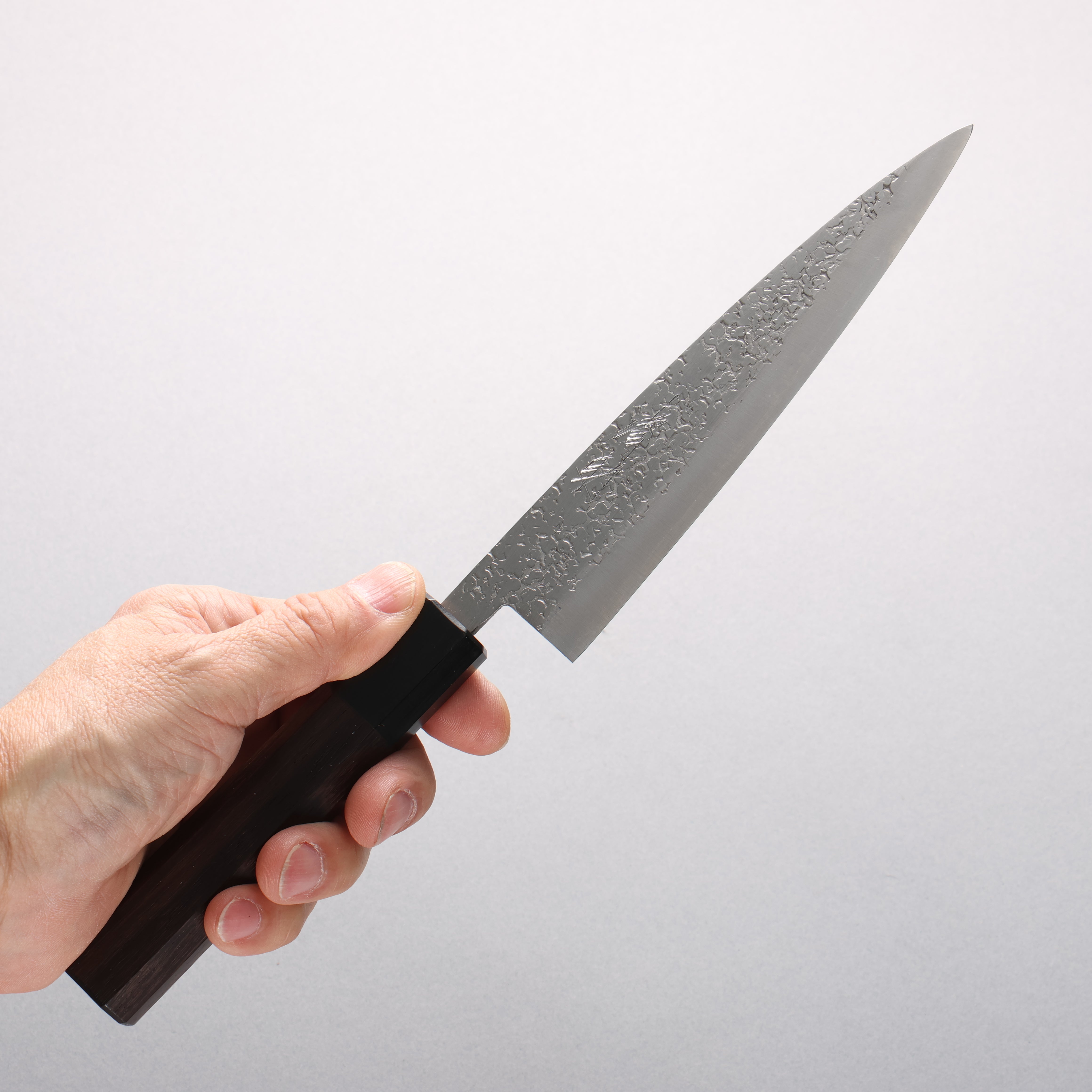 Seisuke Silver Steel No.3 Hammered(Maru) Petty-Utility 150mm Rosewood (Ferrule: Black Pakka Wood) Handle - Japanny - Best Japanese Knife