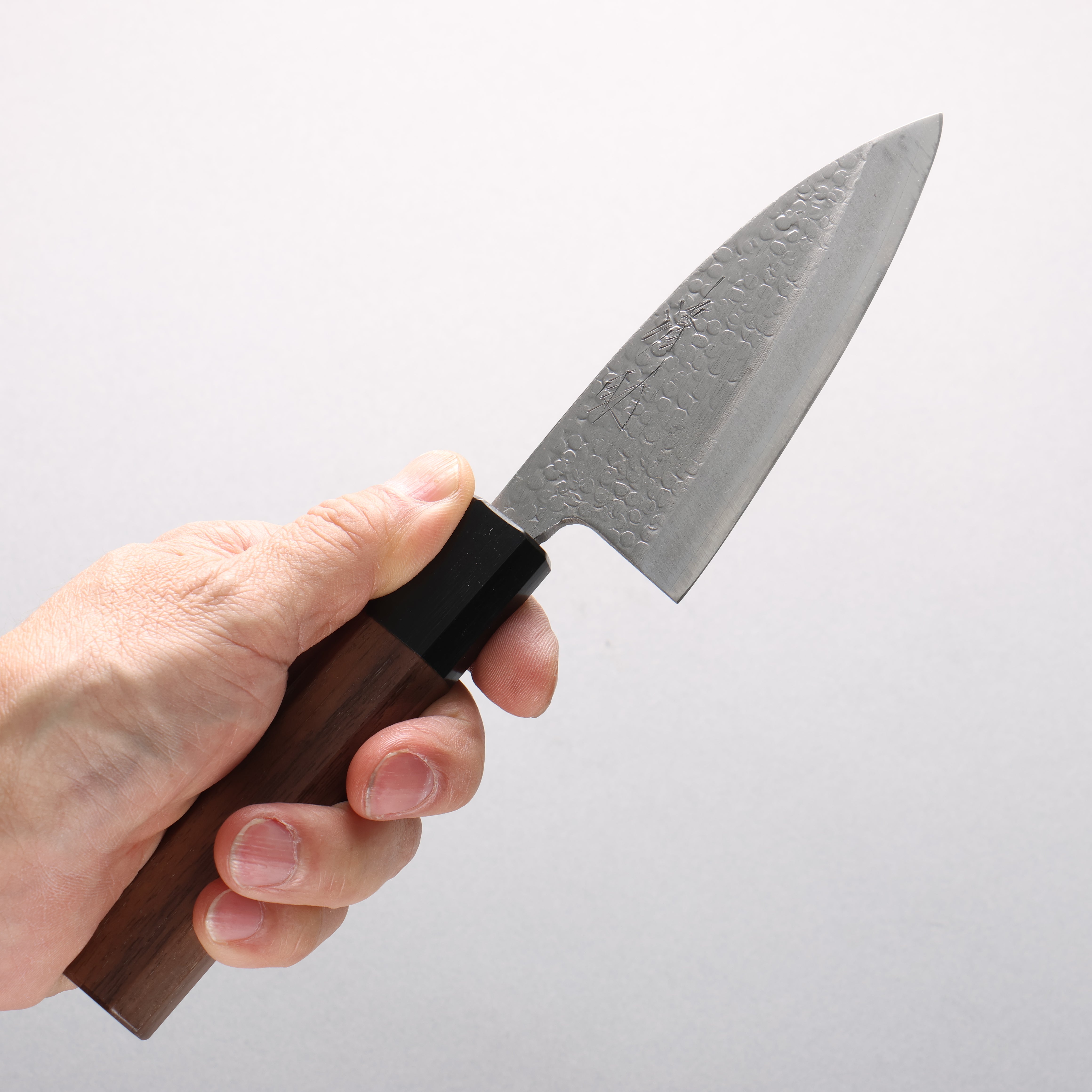 Seisuke Silver Steel No.3 Hammered(Maru) Ajikiri 105mm Walnut Handle - Japanny - Best Japanese Knife