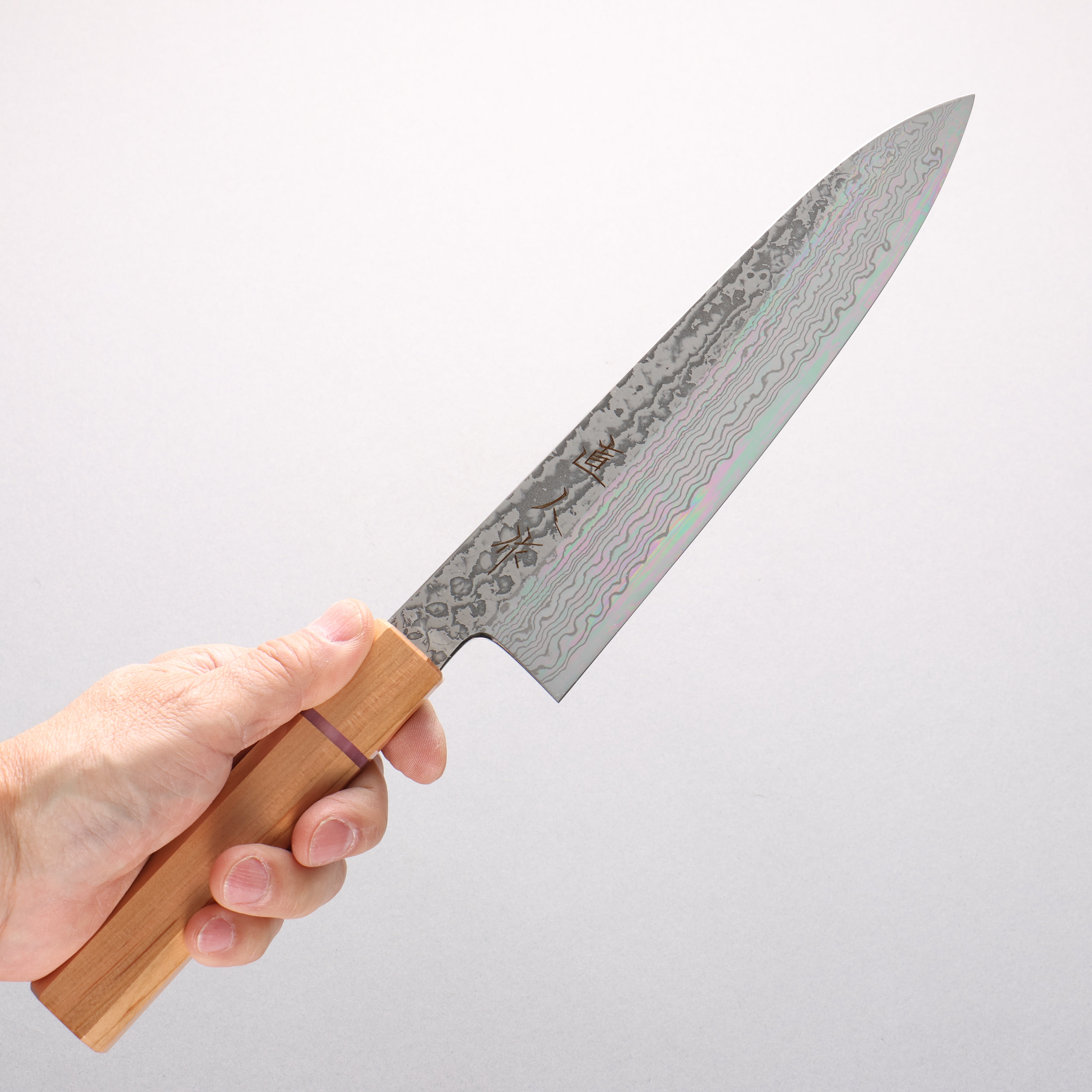 Naohito Myojin SG2 Damascus Nashiji Gyuto 210mm Cherry Wood (Pink Ring) Handle - Japanny - Best Japanese Knife
