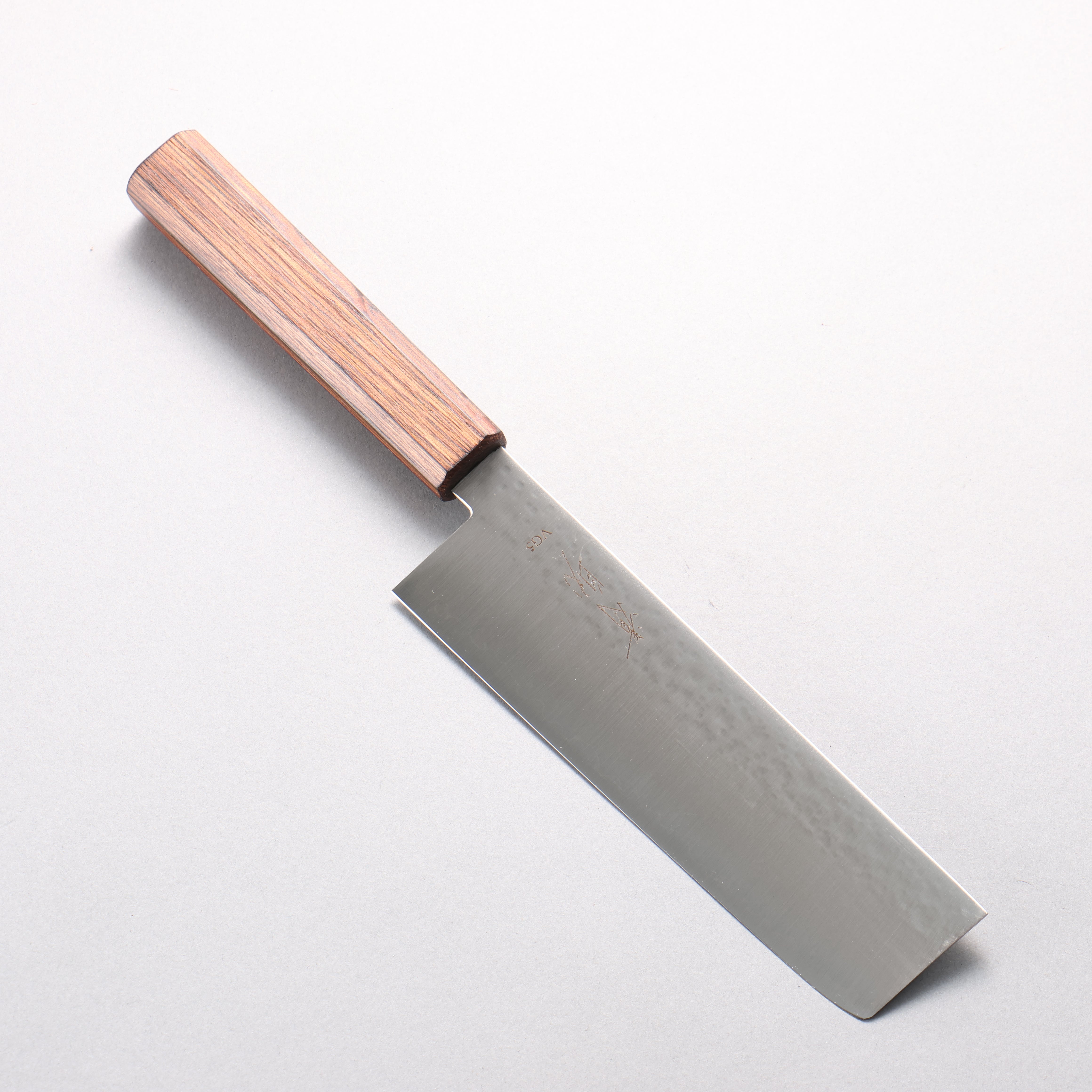 Seisuke VG5 Hammered(Maru) Nakiri 175mm Burnt Oak (Lacquered) Handle