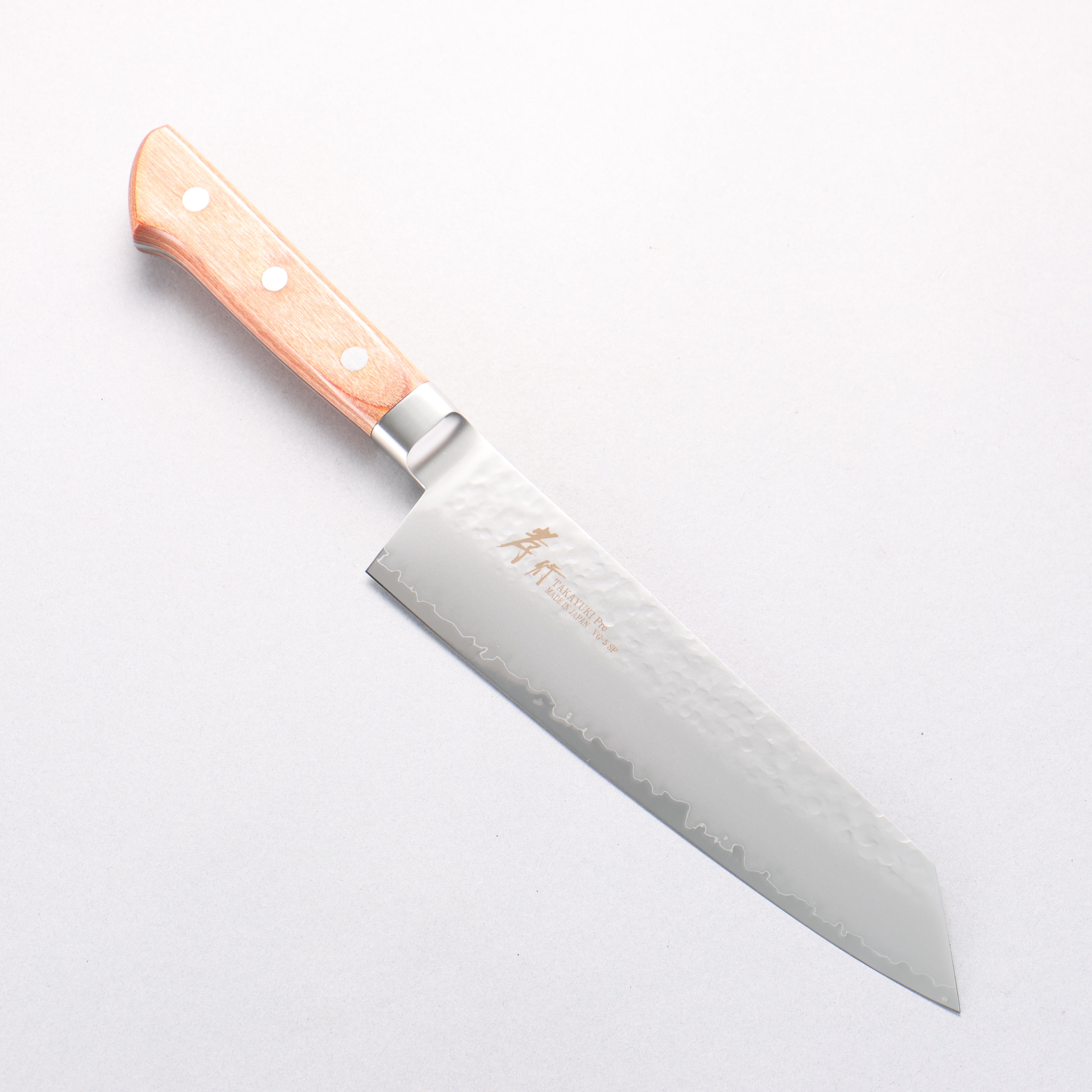 Sakai Takayuki VG5 Kiritsuke Gyuto martelé manche en bois Pakka marron 190mm