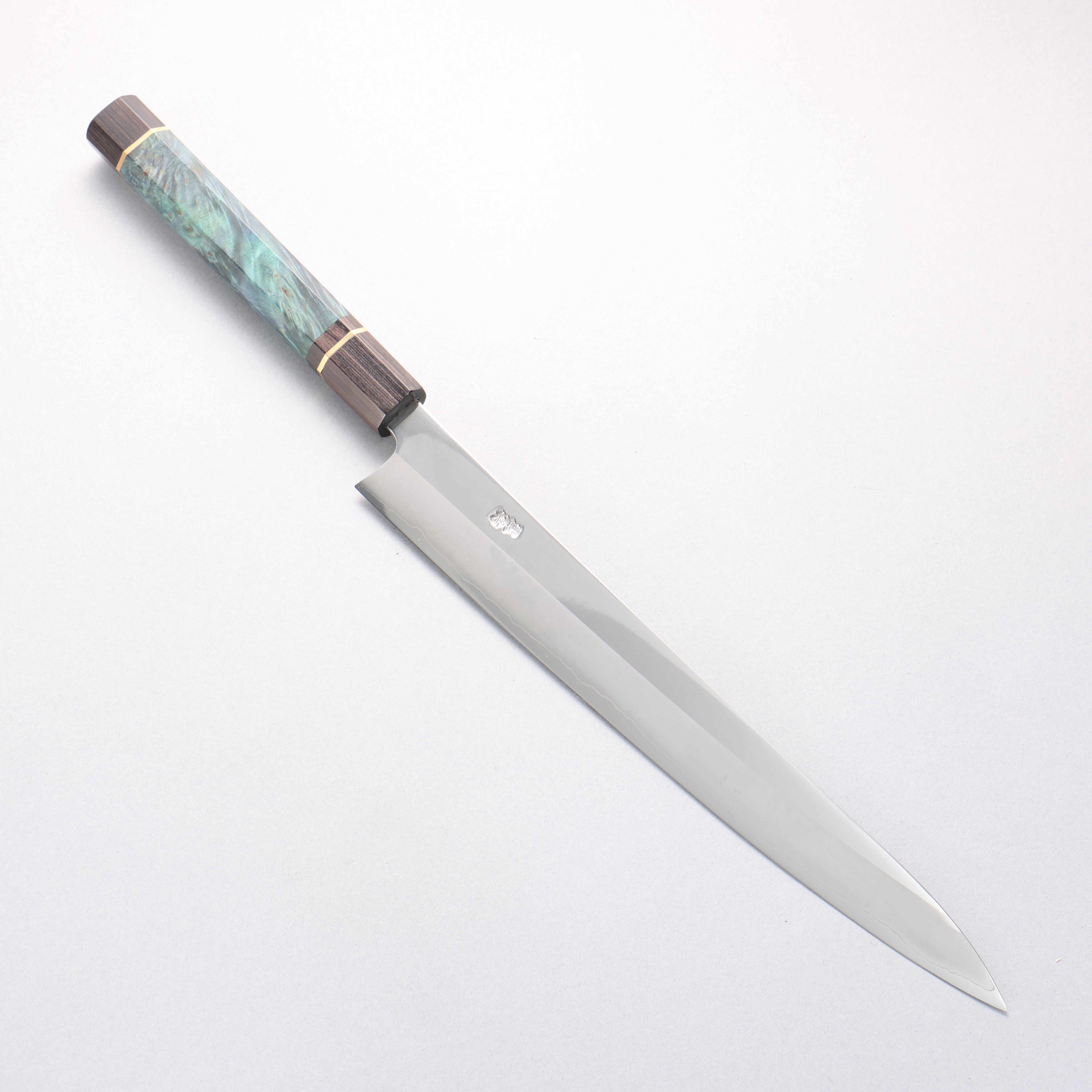 Kurotori Silver Steel No.3 Migaki Finished Yanagiba 300mm Blue Stabilized Wood Handle