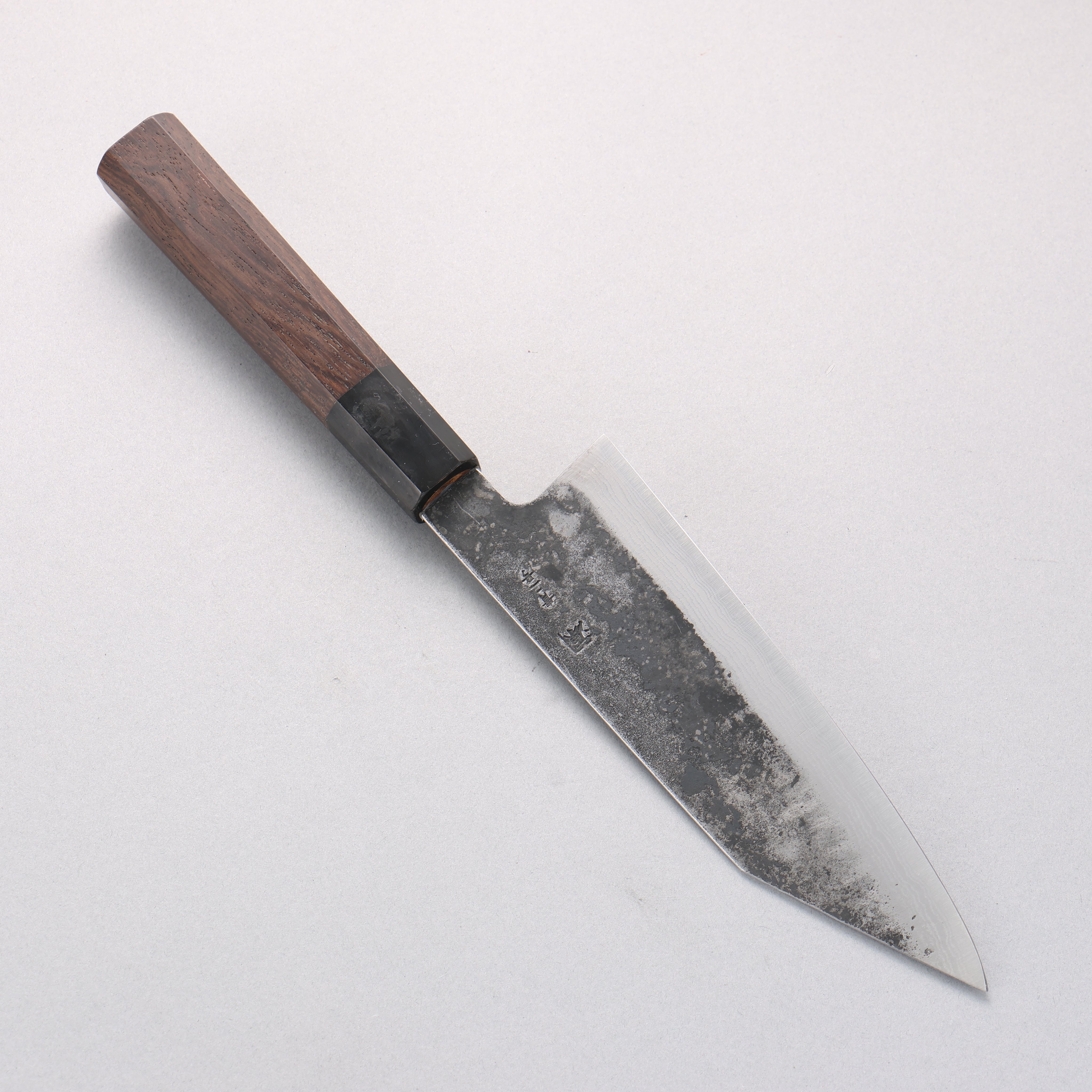 Shigeki Tanaka TEKKA Blue Steel No.2 Kurouchi Damascus Kiritsuke Santoku 170mm Walnut Handle - Japanny - Best Japanese Knife