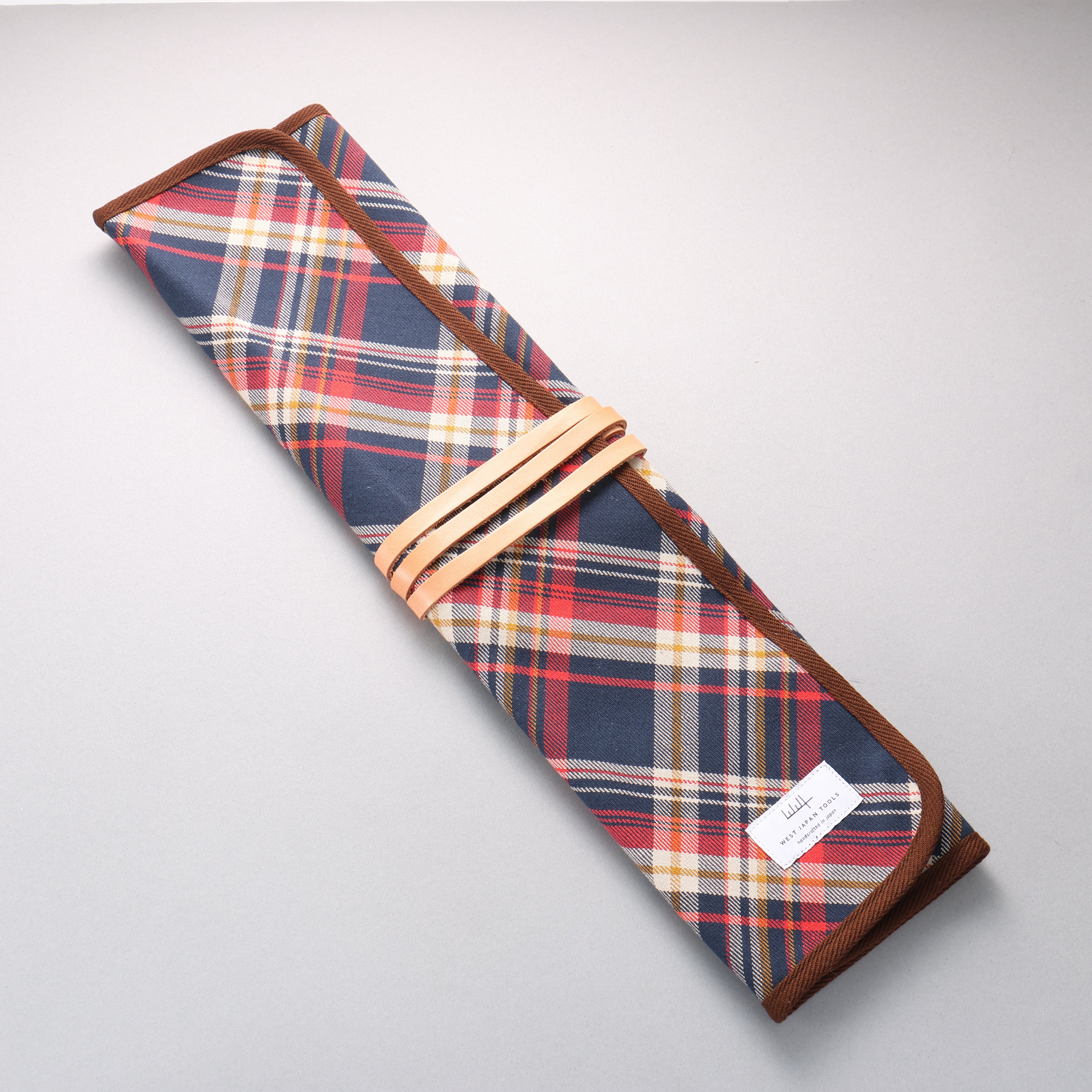 West Japan Tools Knife roll with 3 pockets Cloth Plaid  390mm x 510mm