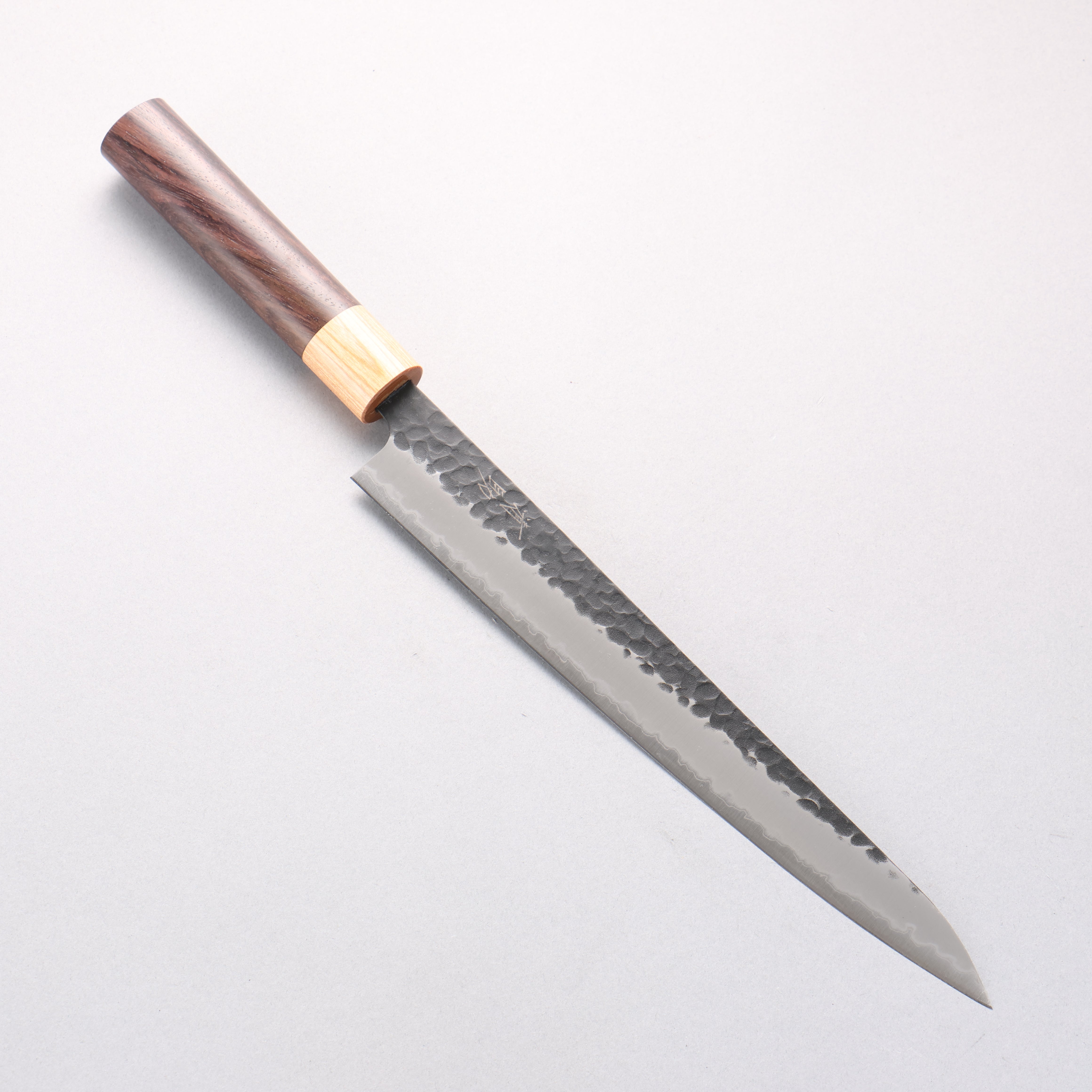 Seisuke Kokubyaku Azul Super Martillado Kurouchi Sujihiki Mango Shitan de 240 mm
