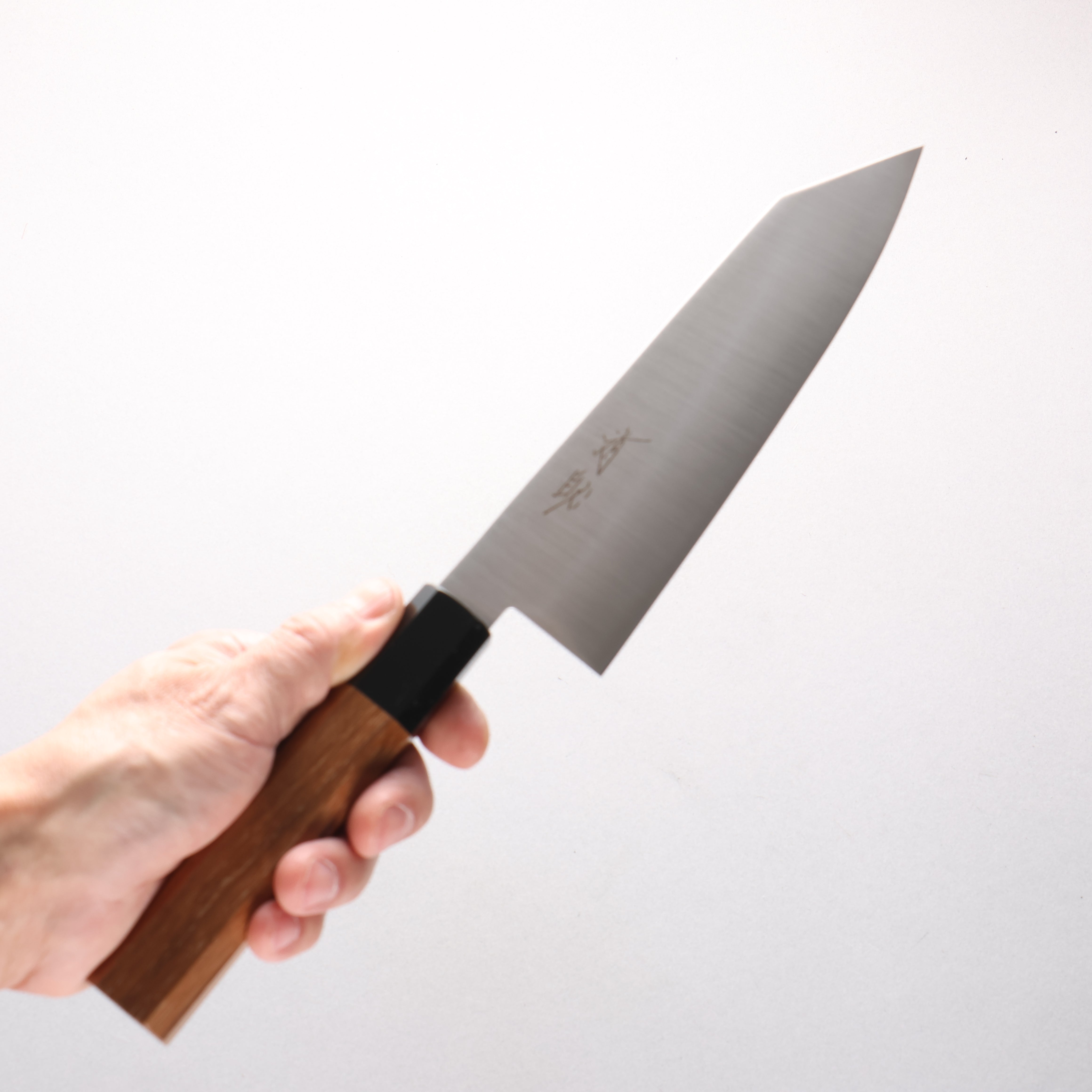 Seisuke Stainless Steel Kiritsuke Santoku 180mm Teak (ferrule: Black Plastic) Handle