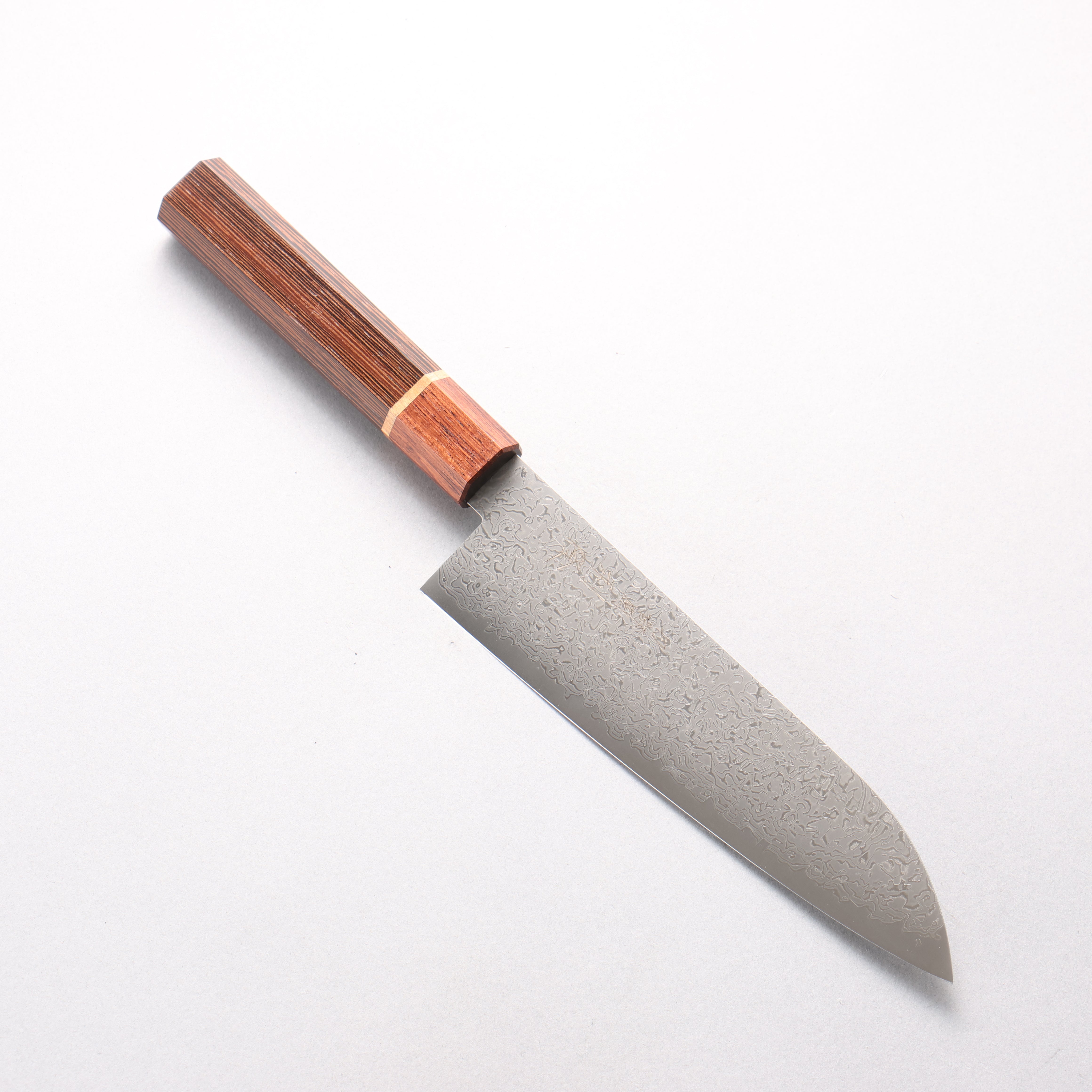 Toshitaka VG10 15 Layer Damascus Santoku 180mm Wenge with Cherry Ring (ferrule: Rosewood) Handle - Japanny - Best Japanese Knife