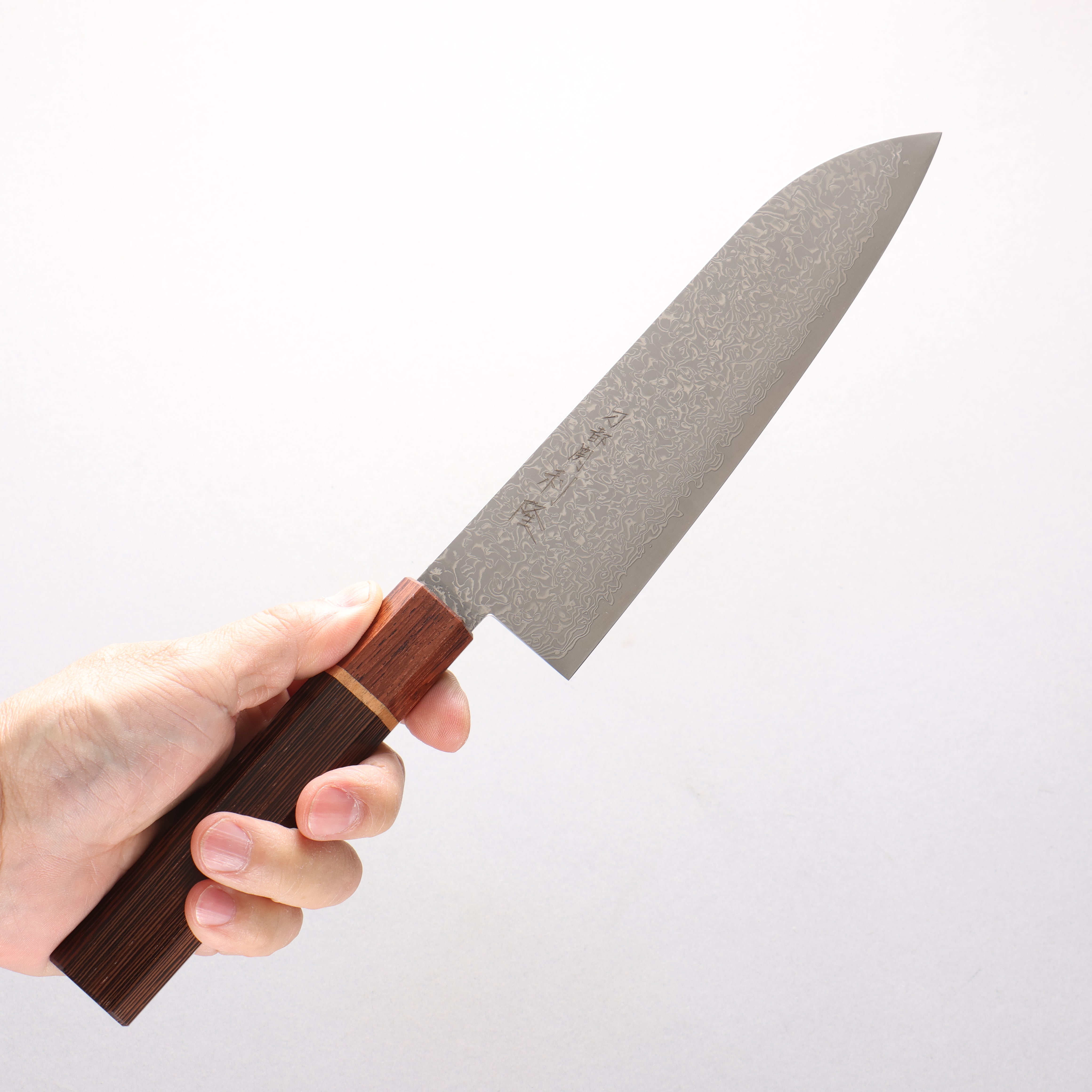 Toshitaka VG10 15 Layer Damascus Santoku 180mm Wenge with Cherry Ring (ferrule: Rosewood) Handle - Japanny - Best Japanese Knife