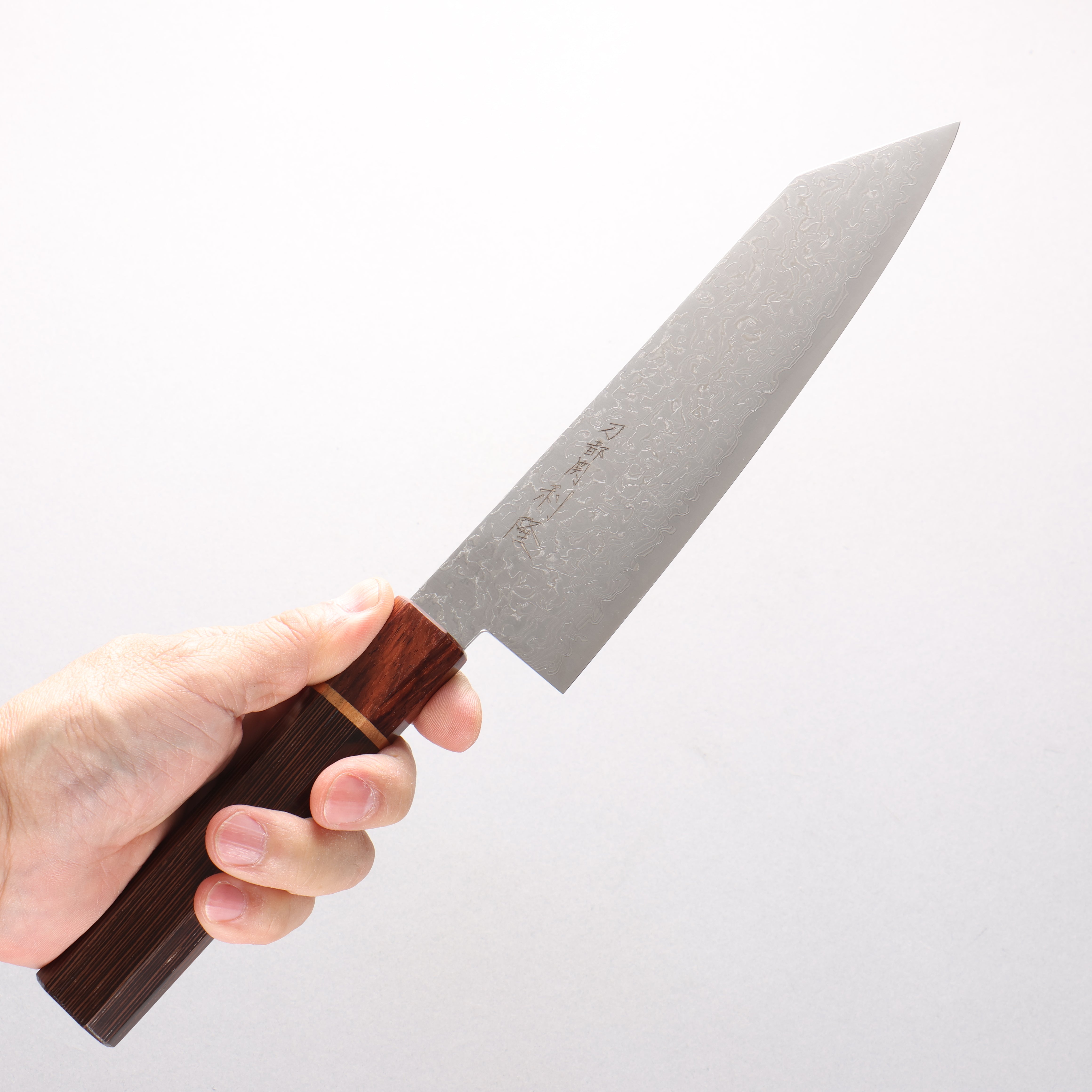 Toshitaka VG10 15 Layer Damascus Kiritsuke Santoku 180mm Wenge with Cherry Ring (ferrule: Rosewood) Handle - Japanny - Best Japanese Knife