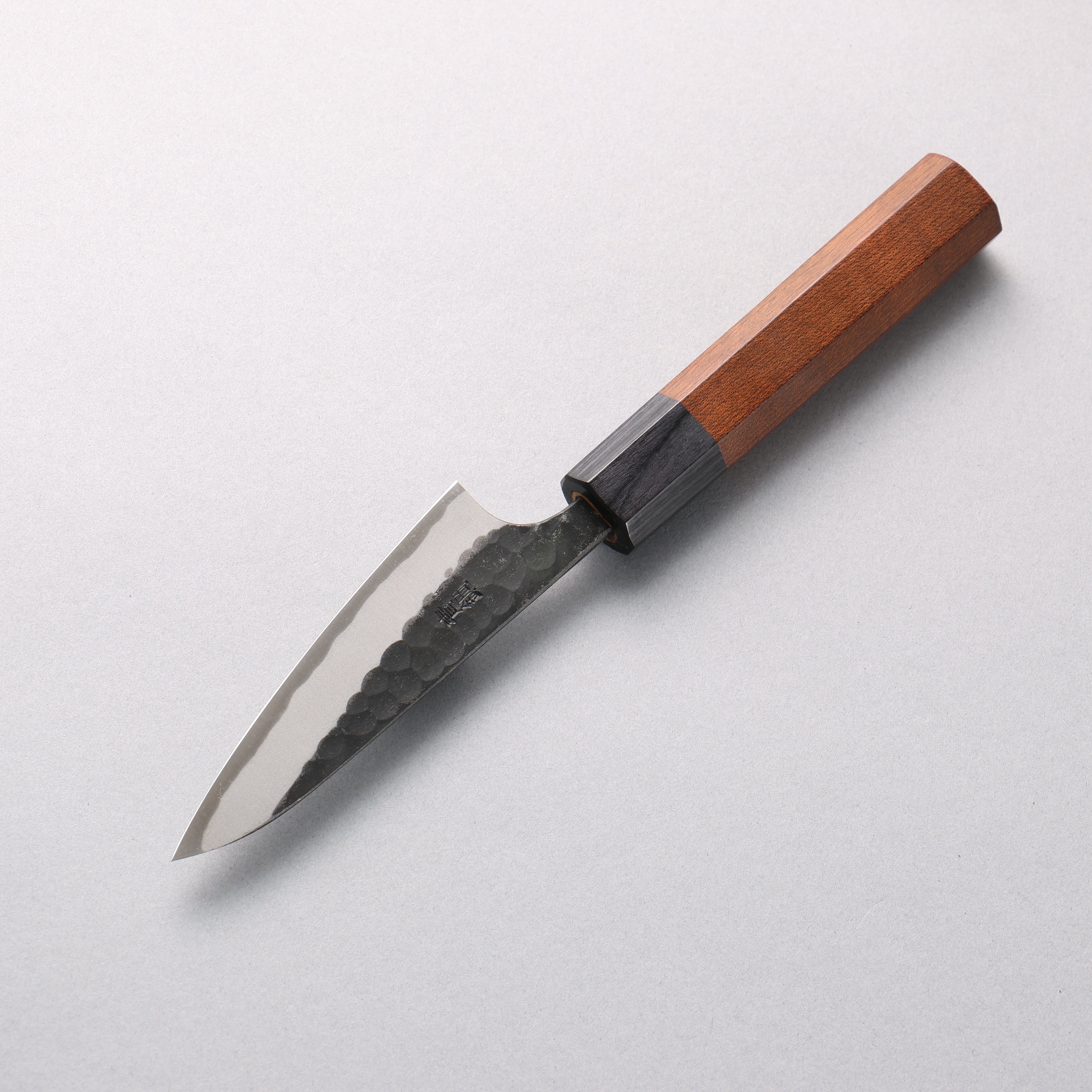 Nao Yamamoto Blue Super Kurouchi Hammered(Maru) Petty-Utility 100mm Maple Stabilized Handle - Japanny - Best Japanese Knife