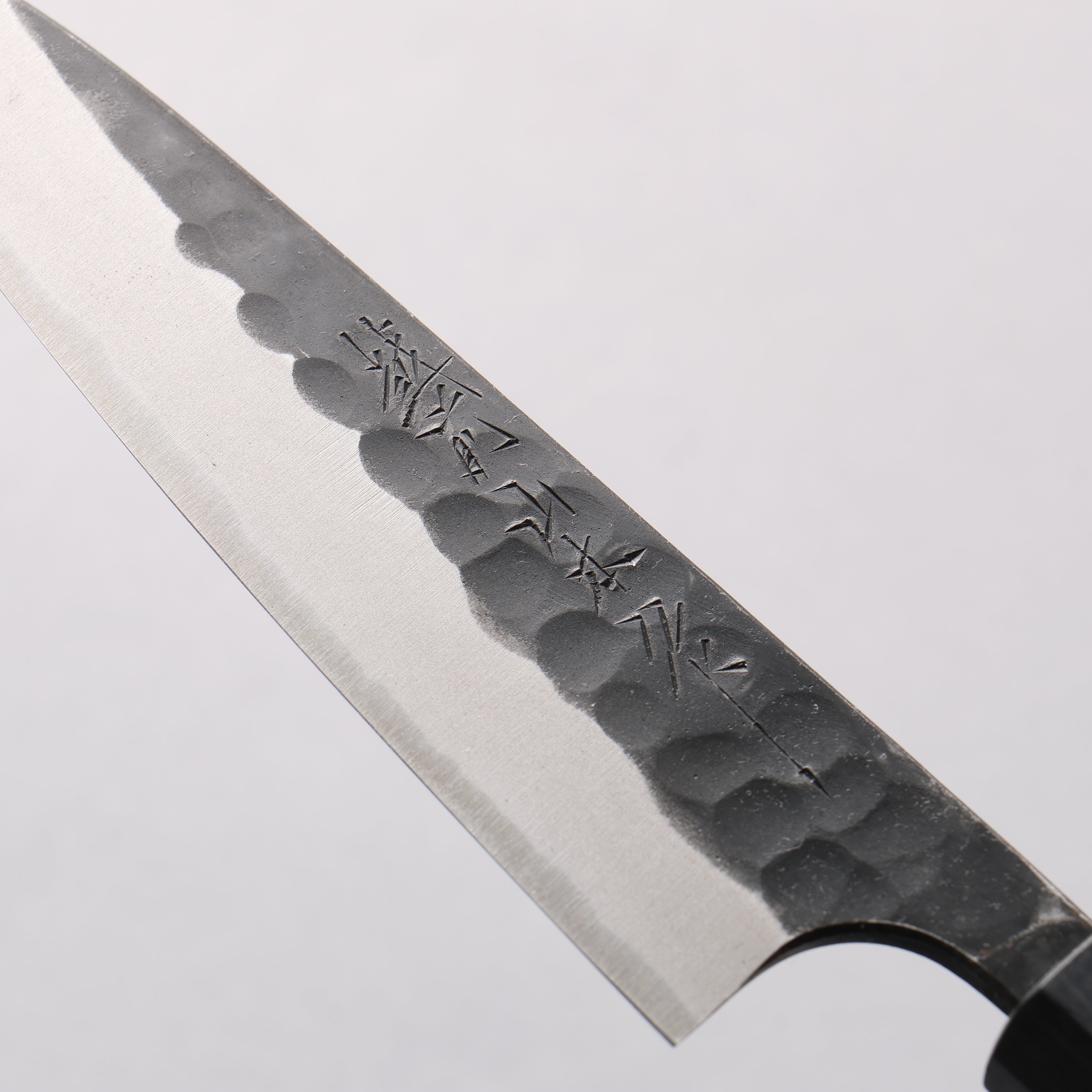 Nao Yamamoto Blue Super Kurouchi Hammered(Maru) Petty-Utility 135mm Maple Stabilized Handle - Japanny - Best Japanese Knife