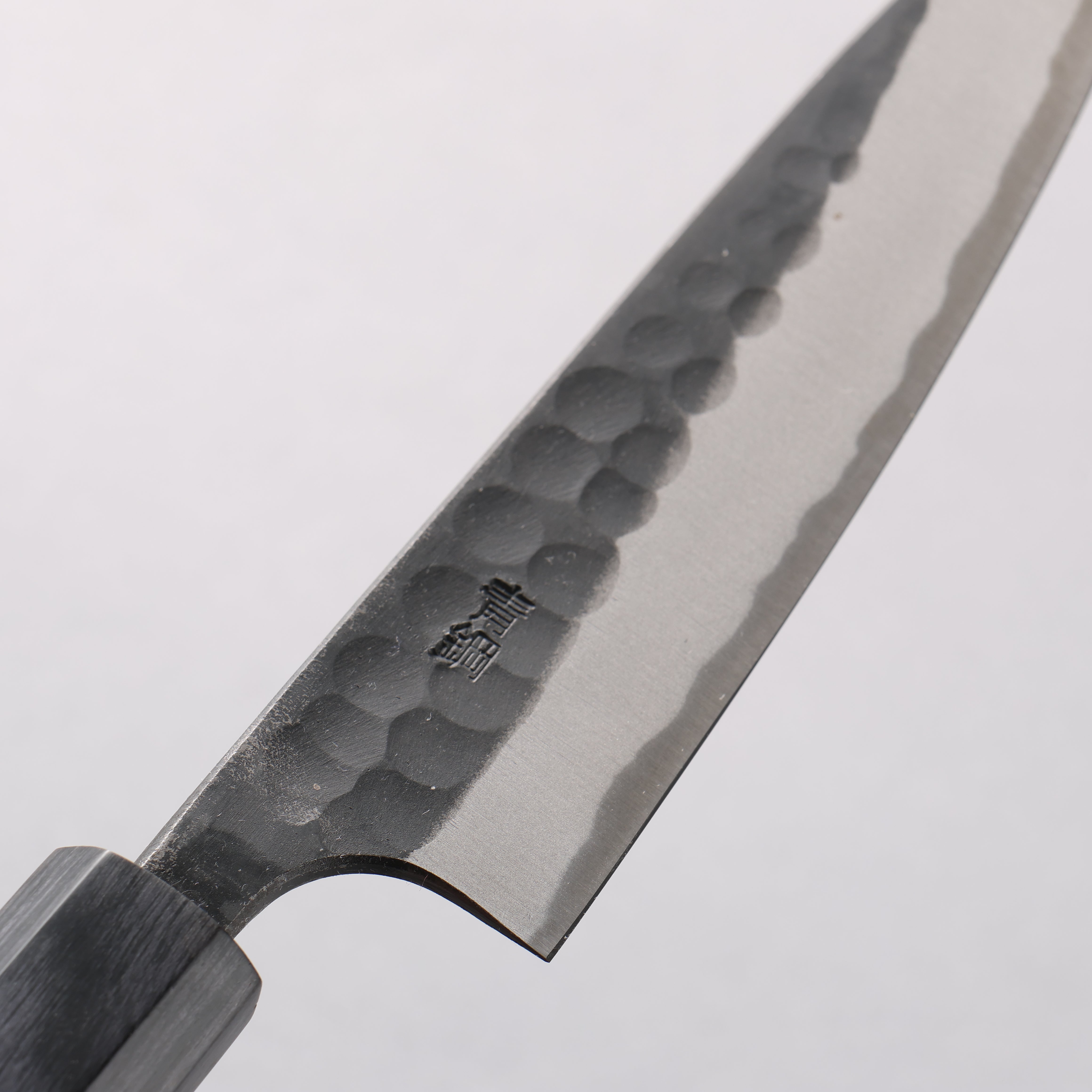 Nao Yamamoto Blue Super Kurouchi Hammered(Maru) Petty-Utility 135mm Maple Stabilized Handle - Japanny - Best Japanese Knife