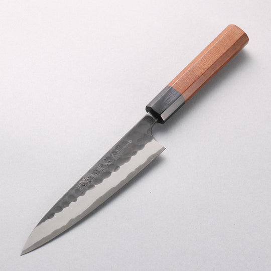 Nao Yamamoto Blue Super Kurouchi Hammered(Maru) Petty-Utility 150mm Maple Stabilized Handle - Japanny - Best Japanese Knife