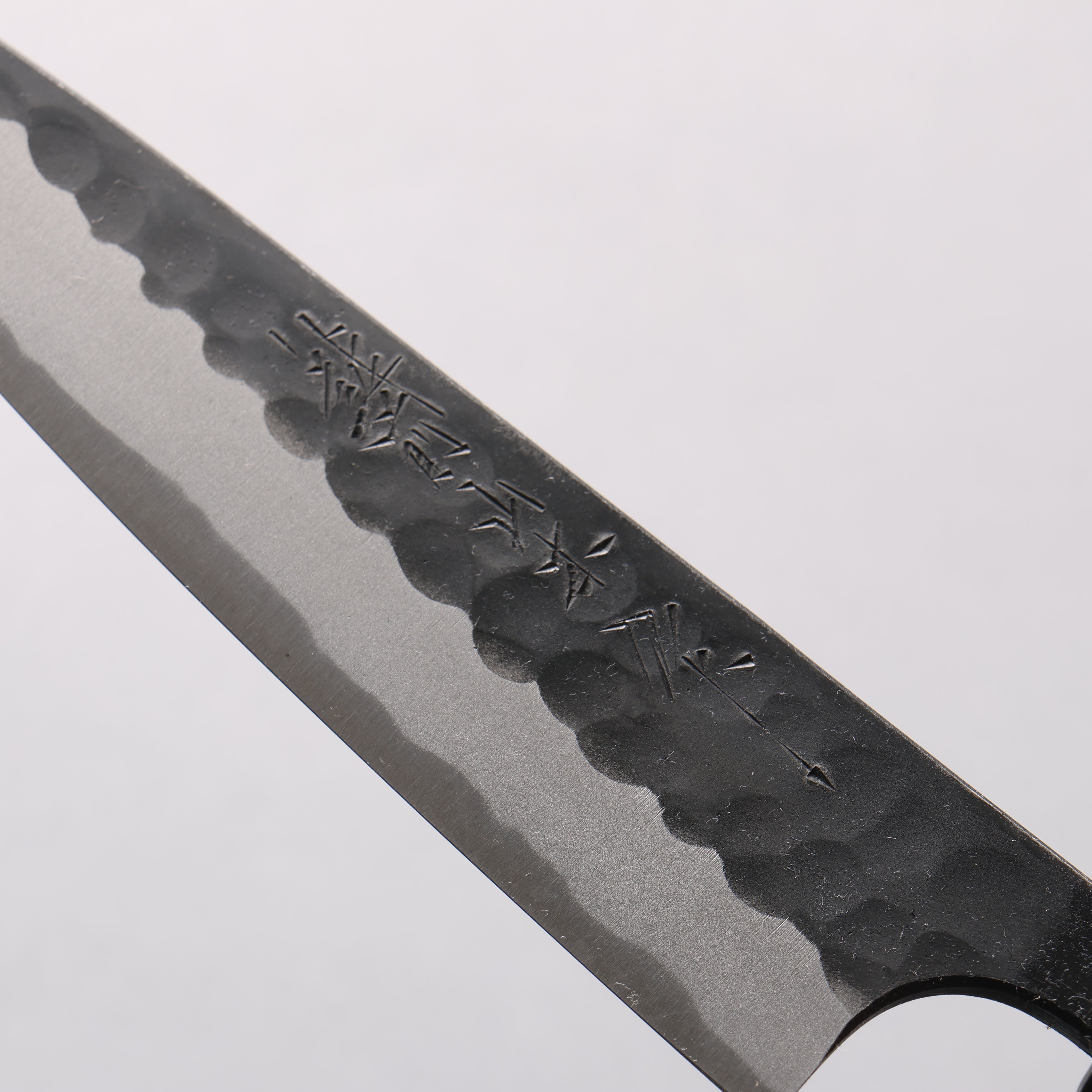 Nao Yamamoto Blue Super Kurouchi Hammered(Maru) Petty-Utility 150mm Maple Stabilized Handle - Japanny - Best Japanese Knife