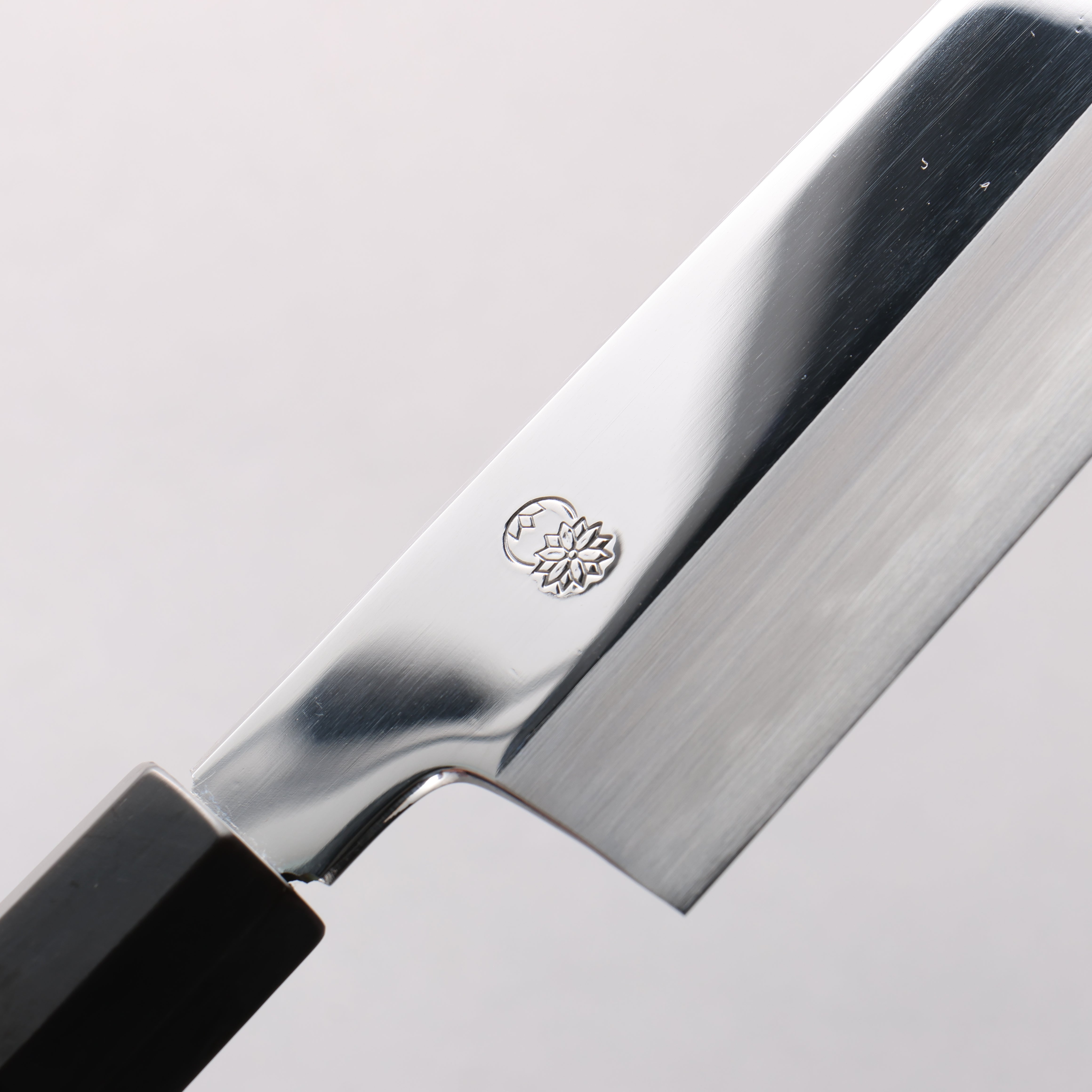 Choyo White Steel Mirrored Finish Santoku 180mm Ebony Wood (ferrule: Black Water Buffalo Horn) Handle