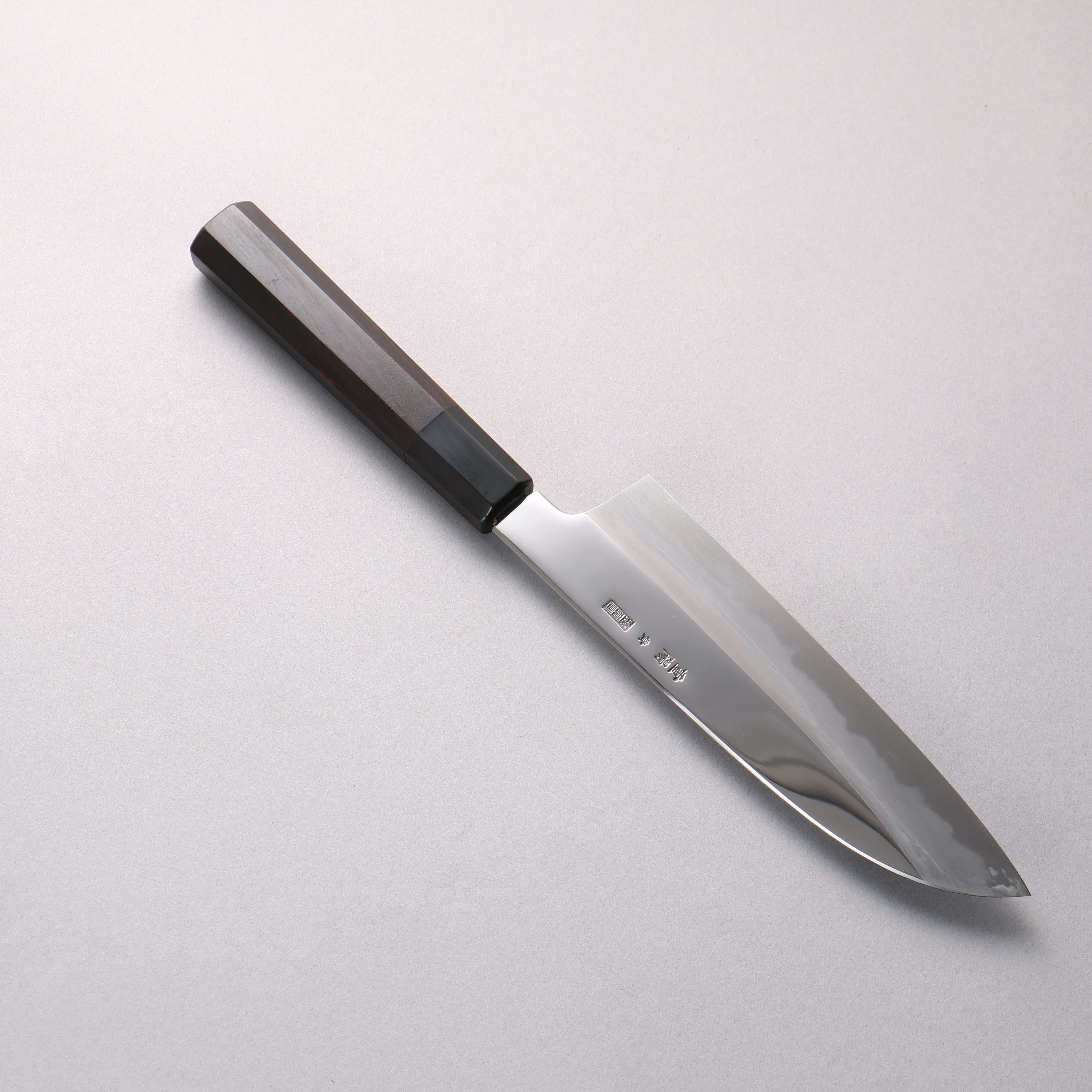 Choyo Blue Steel No.1 Mirrored Finish Santoku 180mm Ebony Wood (ferrule: Black Water Buffalo Horn) Handle