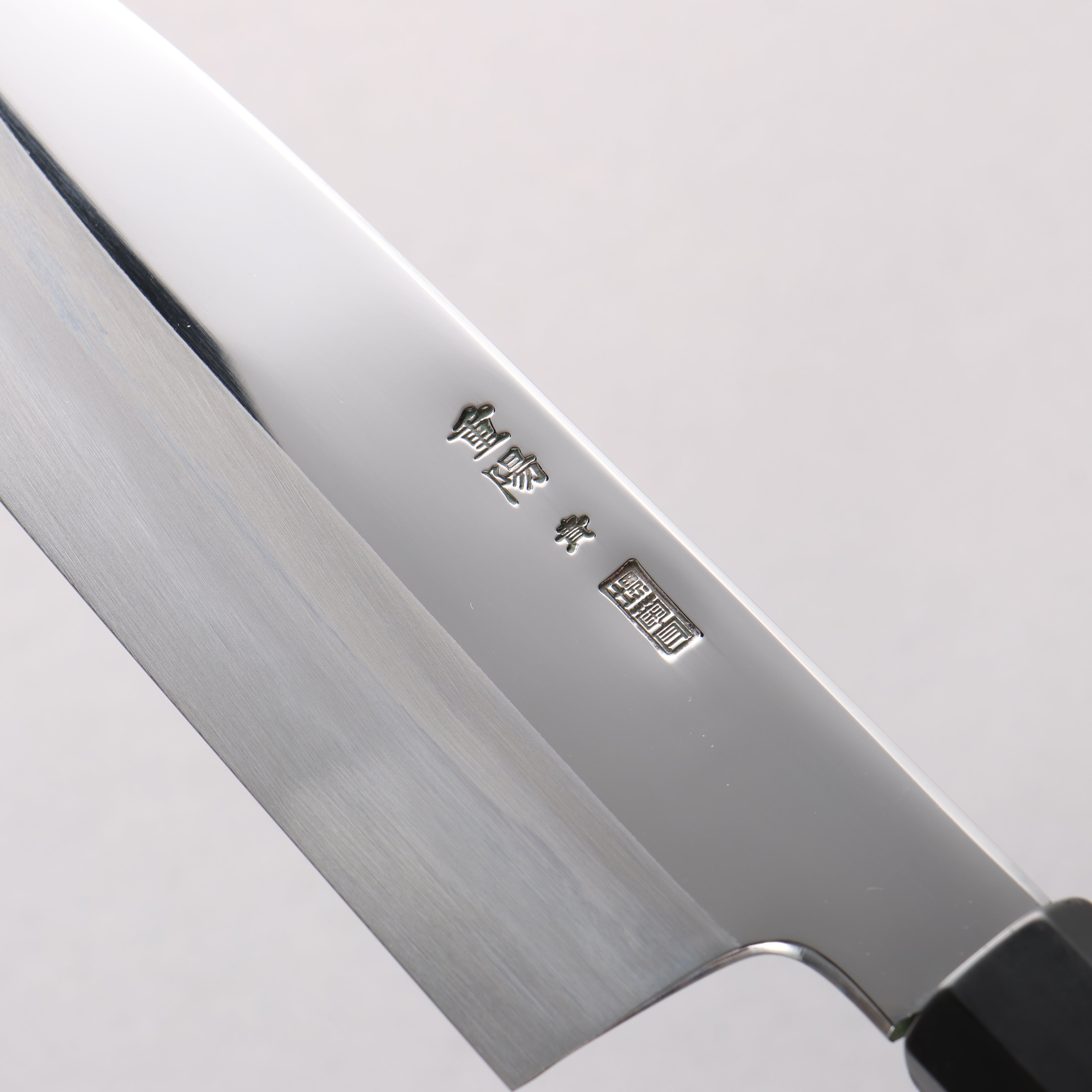Choyo Blue Steel No.1 Mirrored Finish Santoku 180mm Ebony Wood (ferrule: Black Water Buffalo Horn) Handle