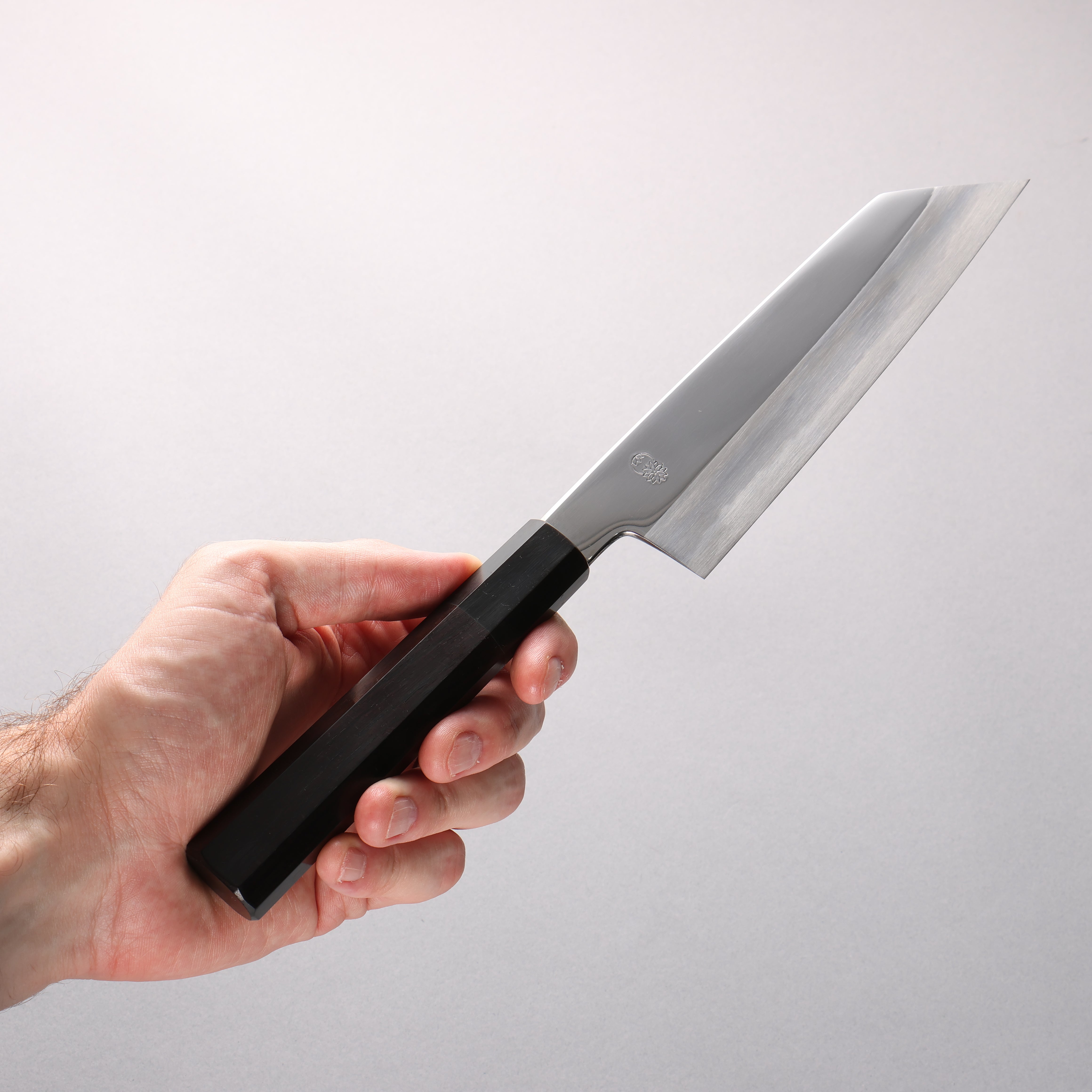 Choyo Blue Steel No.1 Mirrored Finish Kiritsuke Santoku 180mm Ebony Wood (ferrule: Black Water Buffalo Horn) Handle