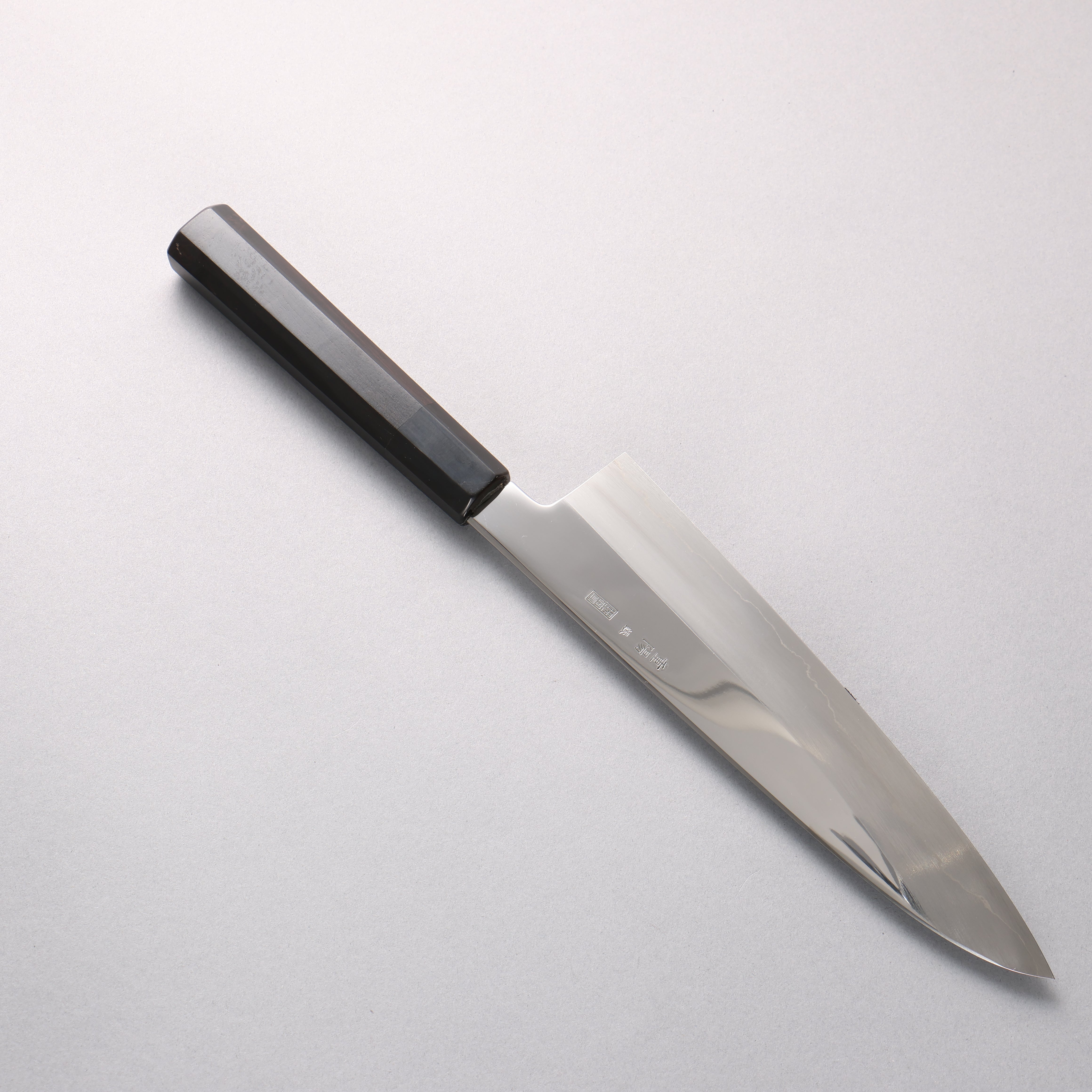 Choyo Silver Steel No.3 Mirrored Finish Gyuto 210mm Ebony Wood (ferrule: Black Water Buffalo Horn) Handle