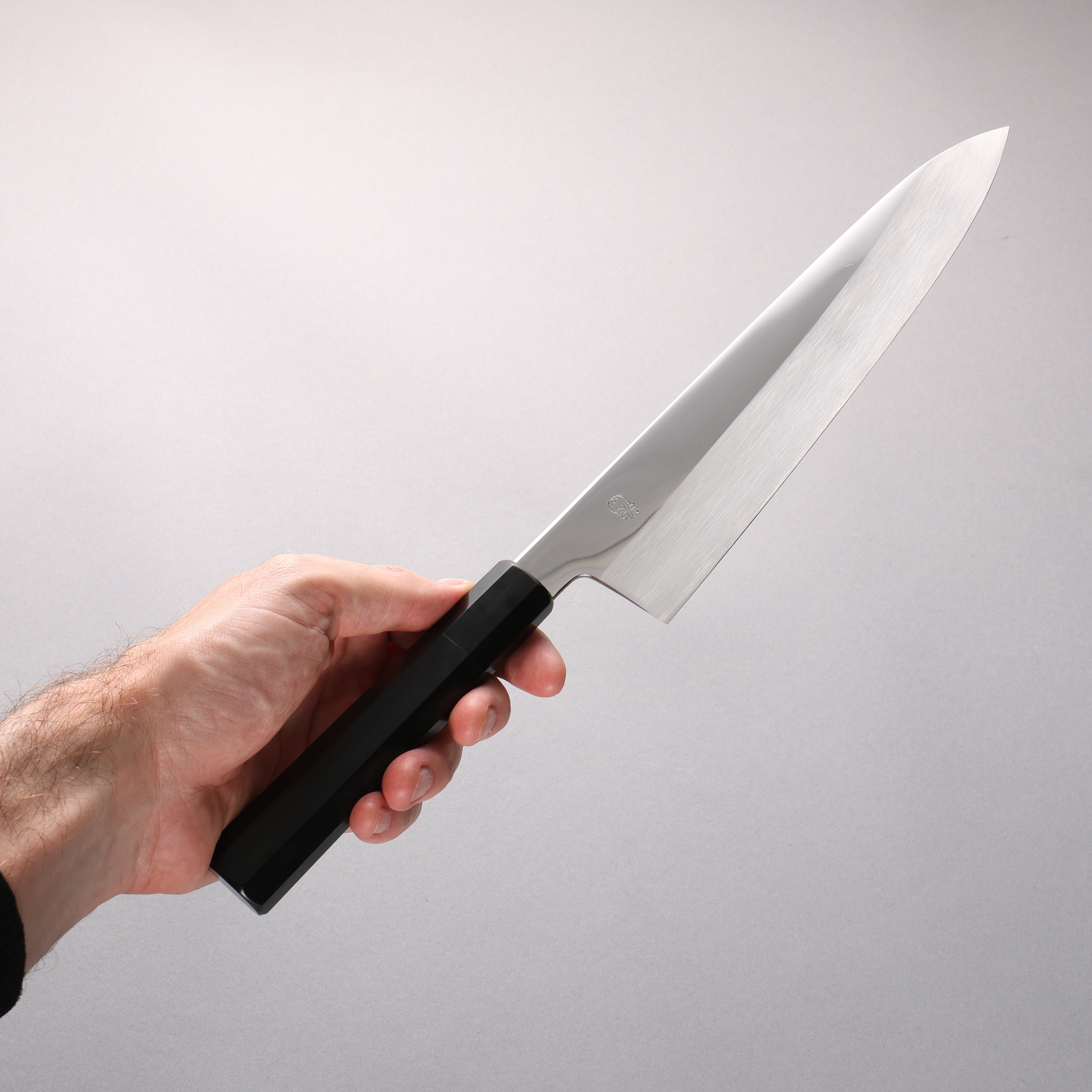 Choyo Silver Steel No.3 Mirrored Finish Gyuto 240mm Ebony Wood (ferrule: Black Water Buffalo Horn) Handle