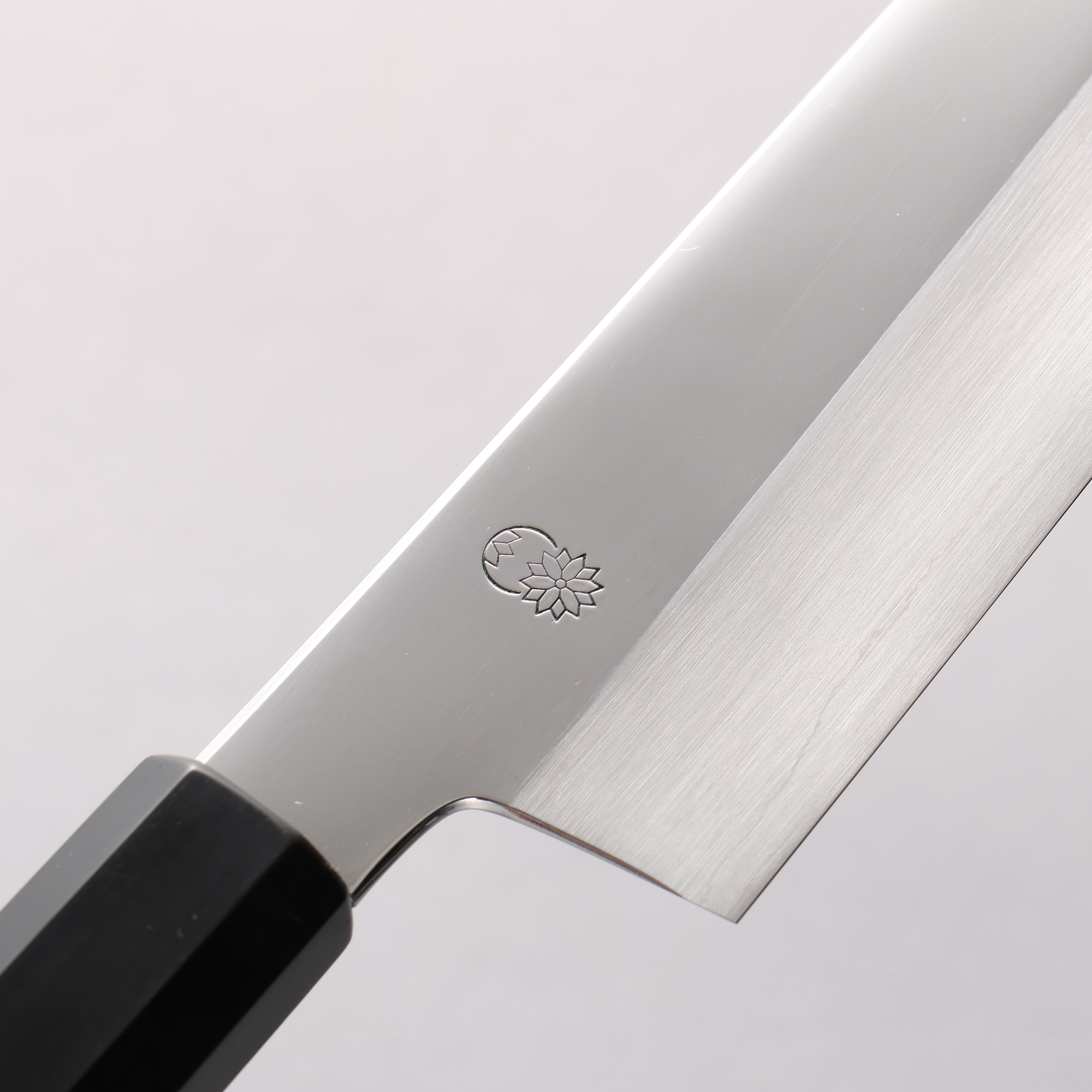 Choyo Silver Steel No.3 Mirrored Finish Kiritsuke Gyuto 210mm Ebony Wood (ferrule: Black Water Buffalo Horn) Handle
