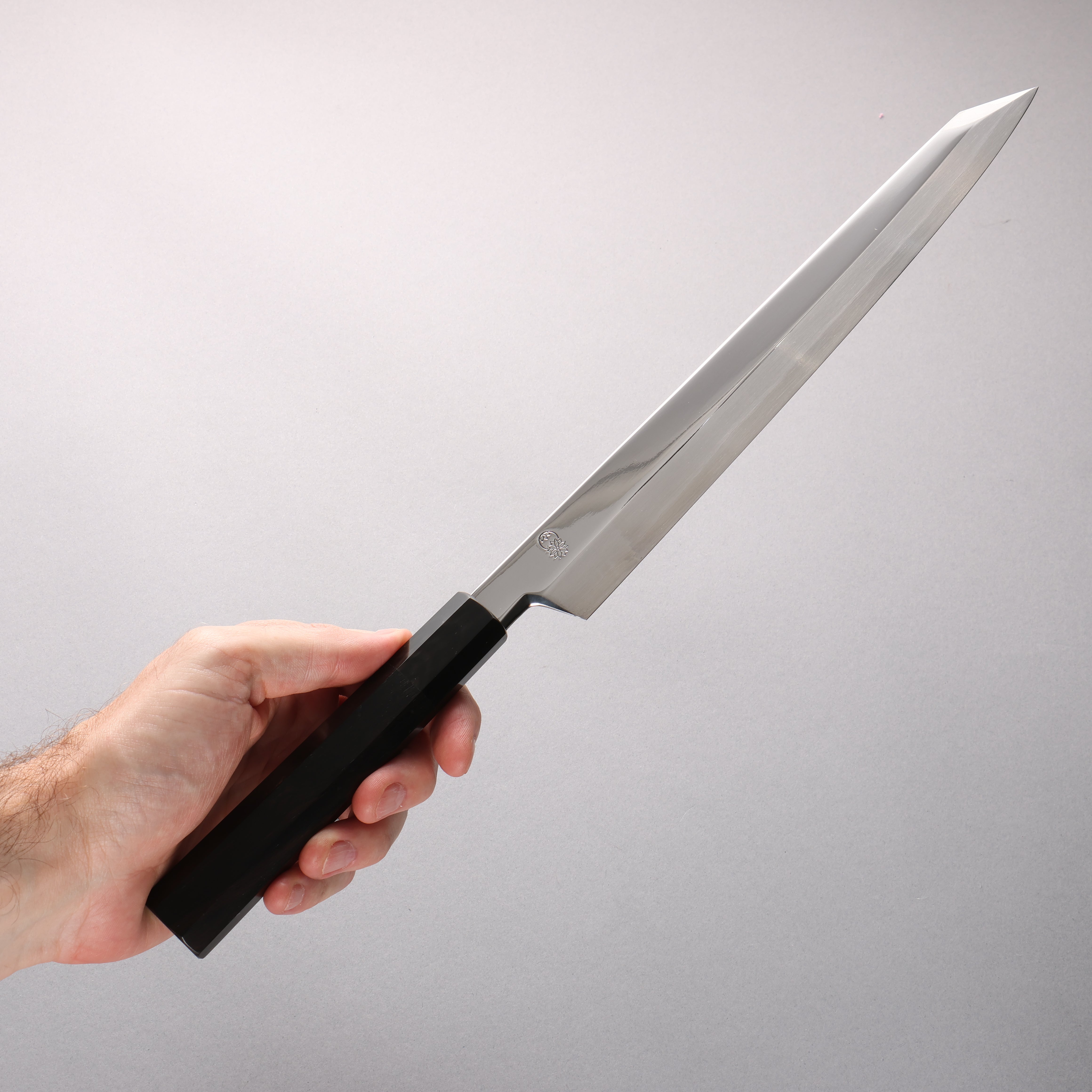 Choyo Silver Steel No.3 Mirrored Finish Kiritsuke Yanagiba 270mm Ebony Wood (ferrule: Black Water Buffalo Horn) Handle