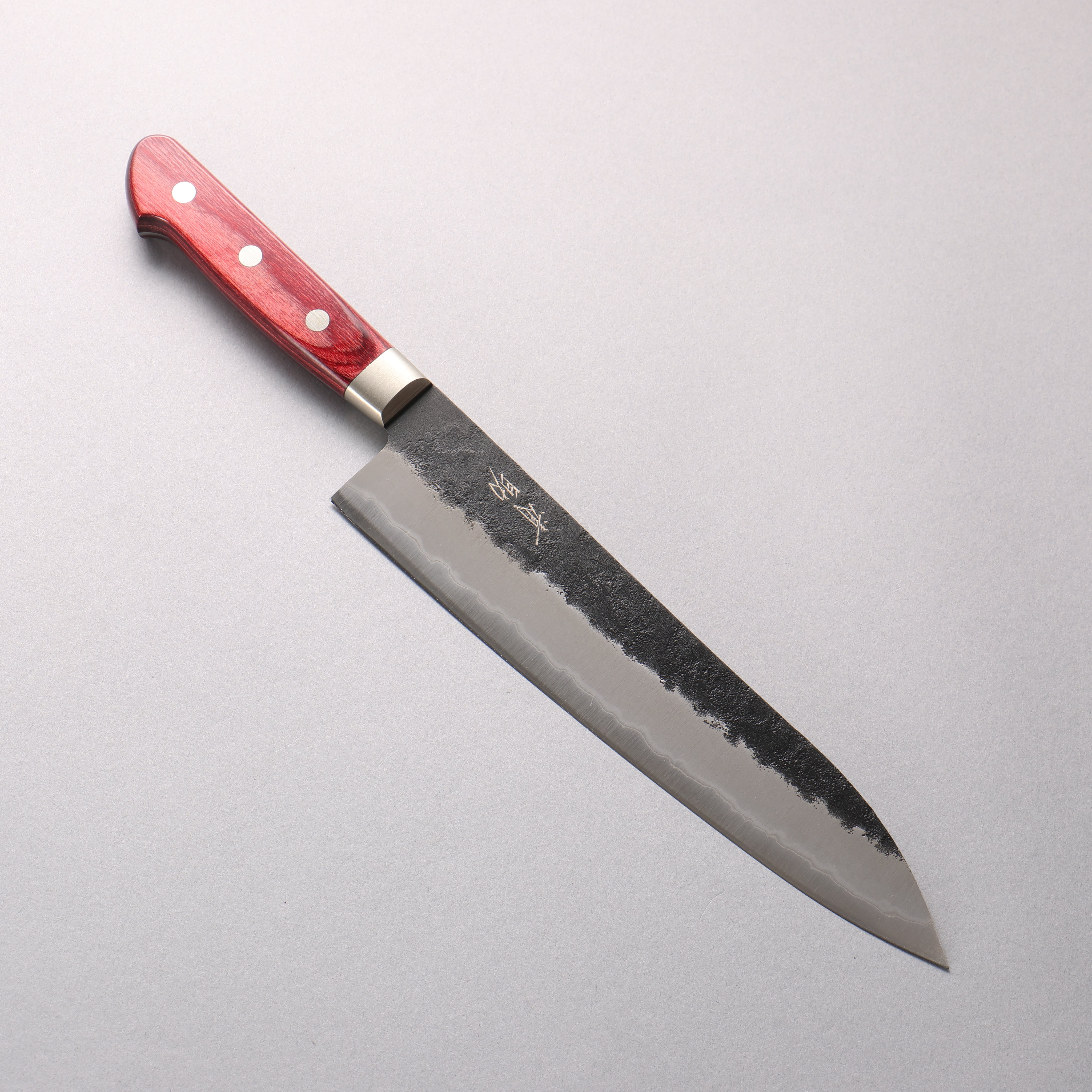 Seisuke Kuronashi Bleu Super Nashiji Kurouchi Gyuto 210 mm Manche en bois Pakka rouge