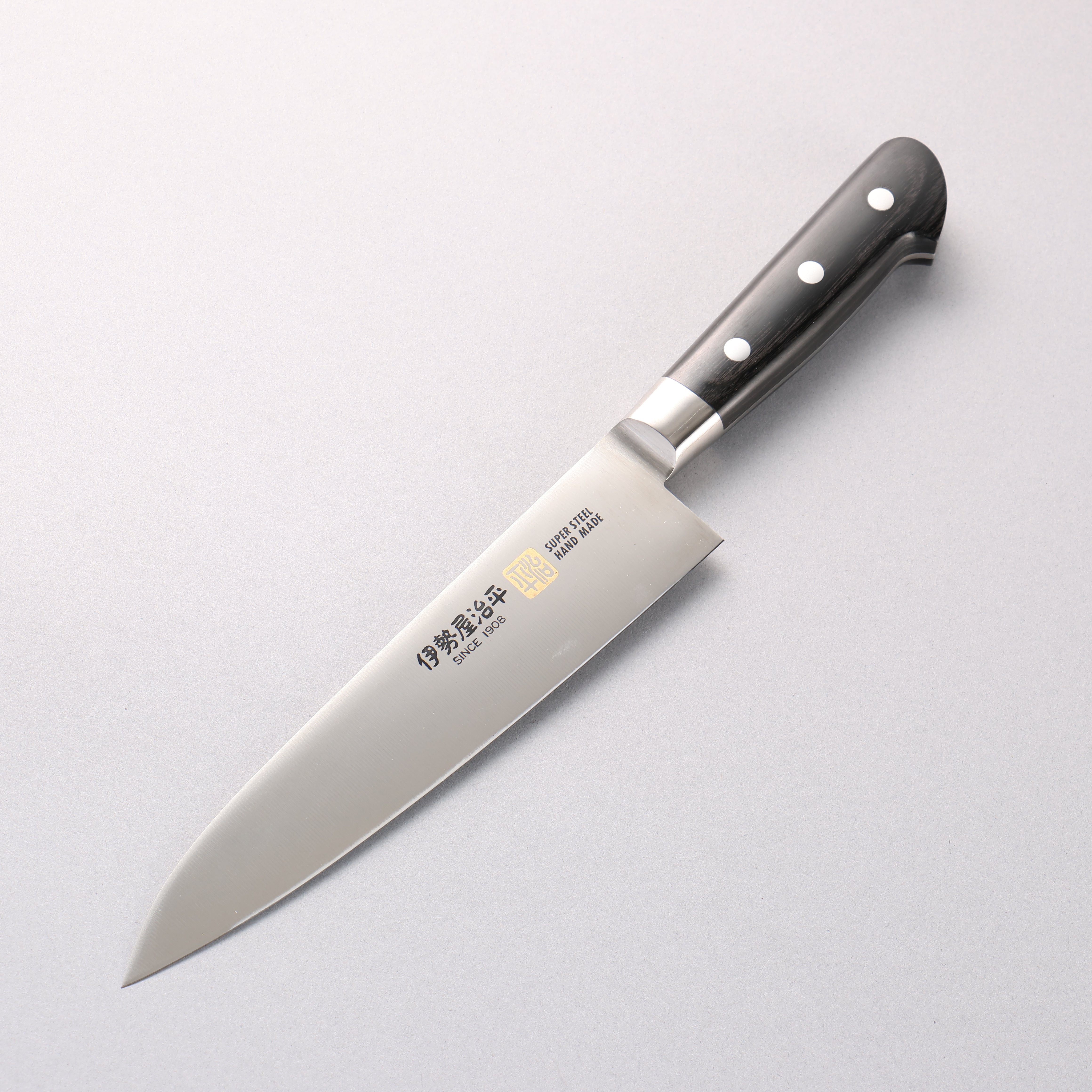 Mango Iseya Molibdeno Gyuto 180mm Madera Pakka Negra