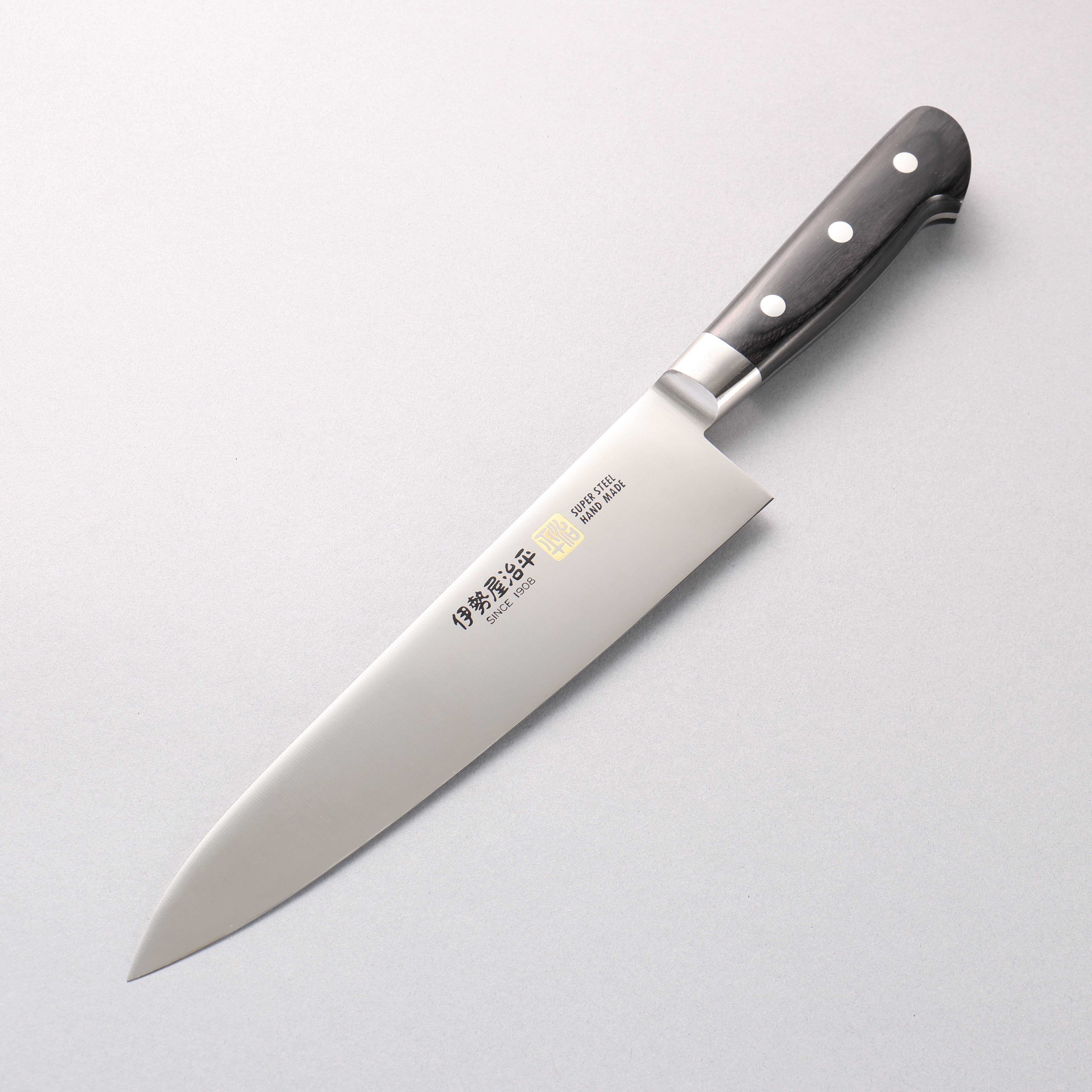 Gyuto Iseya Molybdène 210 mm Manche en bois Pakka noir