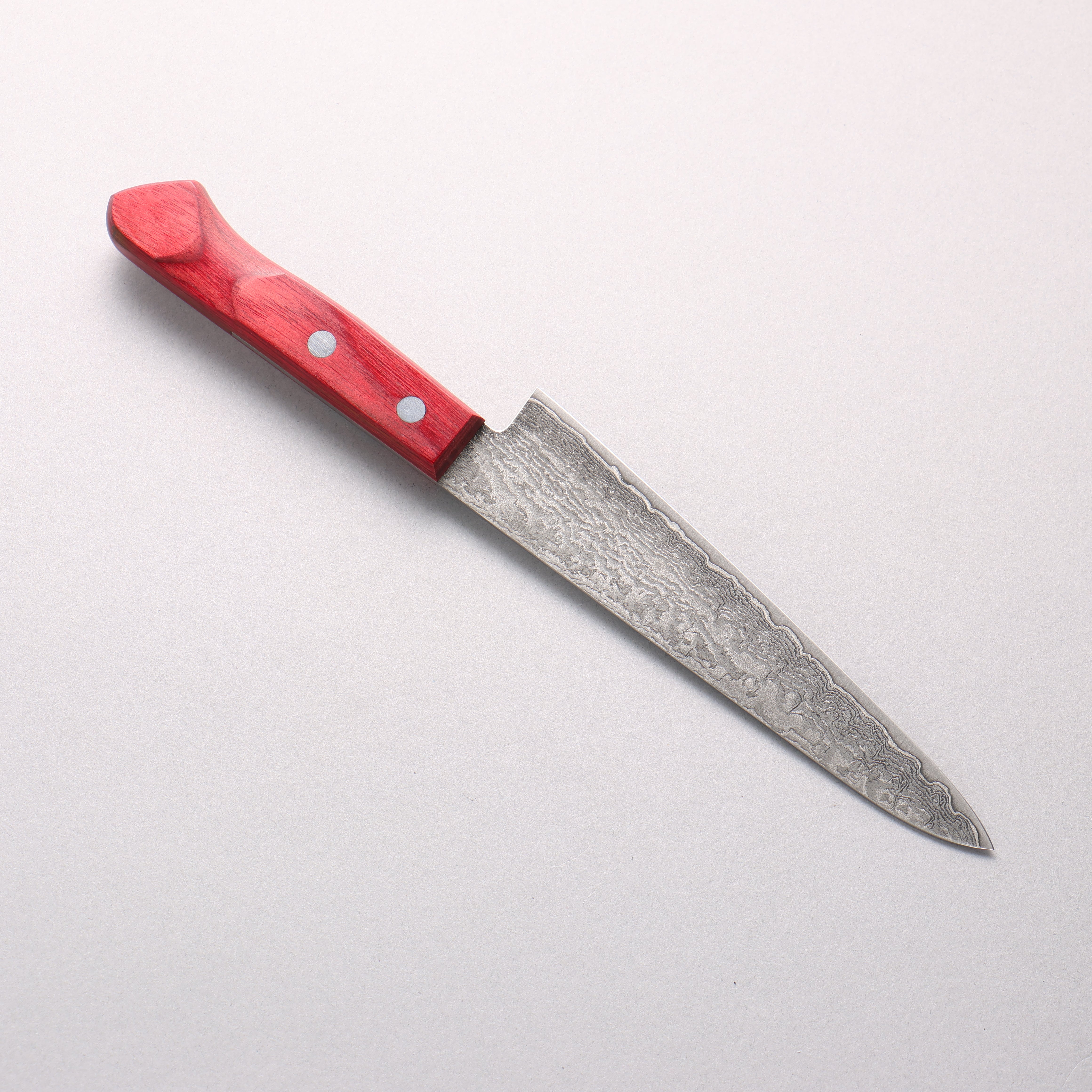 Shigeki Tanaka Nagisa VG10 Damascus Petty-Utility 150mm Red Pakka wood Handle - Japanny - Best Japanese Knife