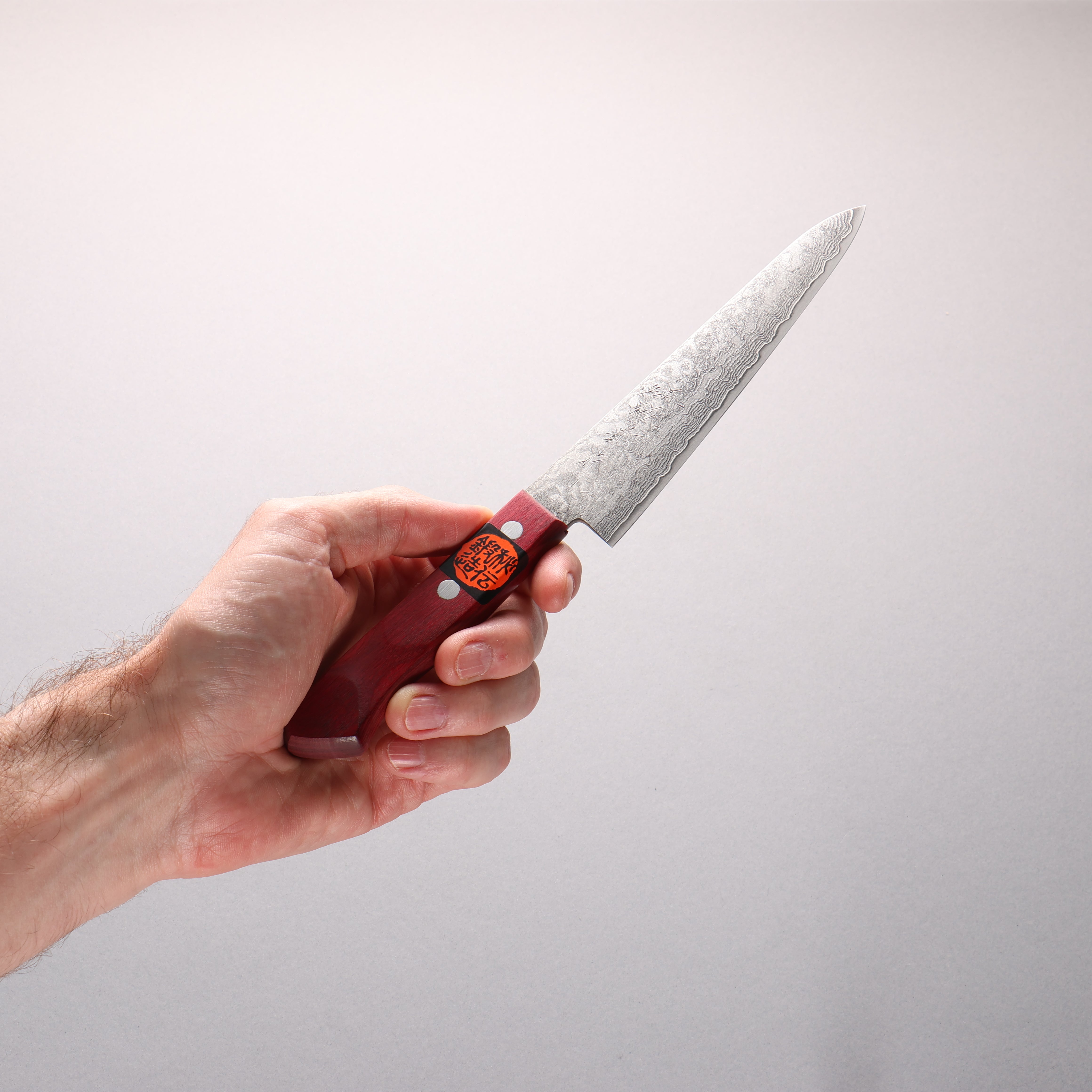 Shigeki Tanaka Nagisa VG10 Damascus Petty-Utility 150mm Red Pakka wood Handle - Japanny - Best Japanese Knife
