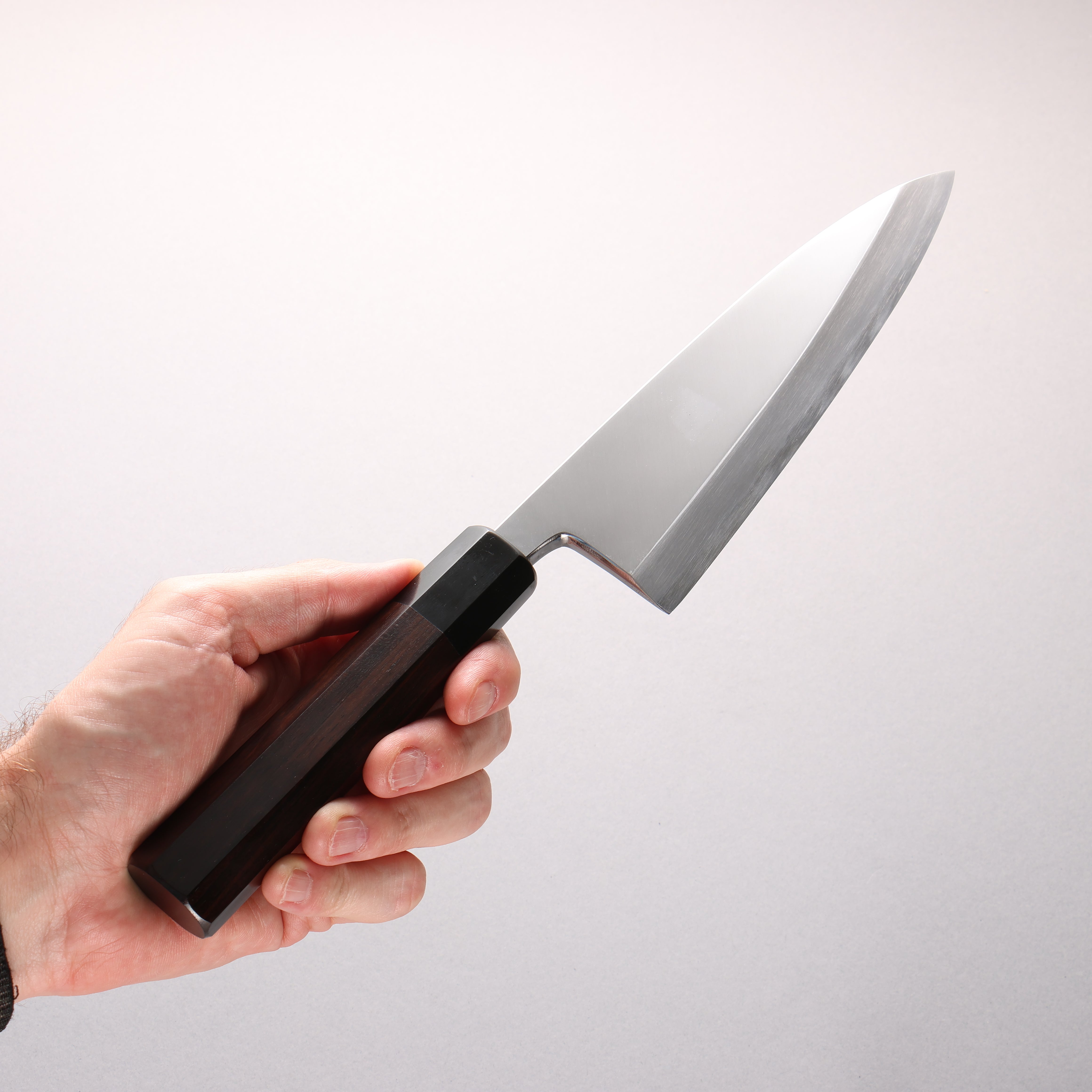 Minamoto Akitada White Steel No.2 Aideba 180mm Ebony Wood (ferrule: Black Water Buffalo Horn) Handle - Japanny - Best Japanese Knife